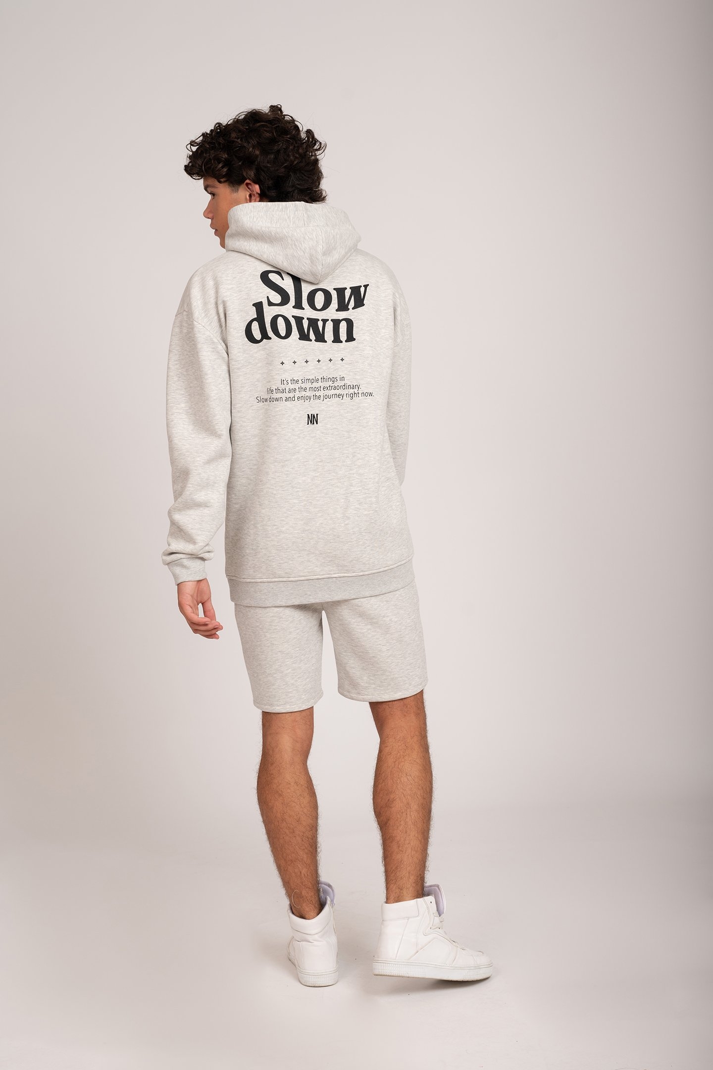 SLOW DOWN HOODIE GREY MELANGE 2