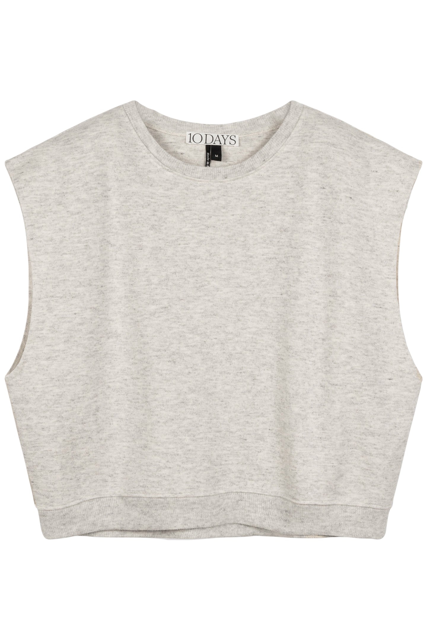 PADDED SHOULDER KNIT TOP WHITE GREY MELEE 4