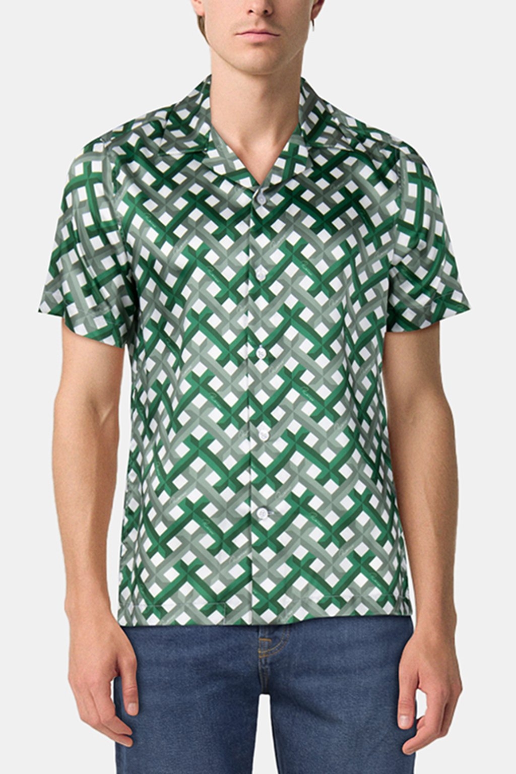 PRINTED CUBAN COLLAR SHIRT GREEN 1
