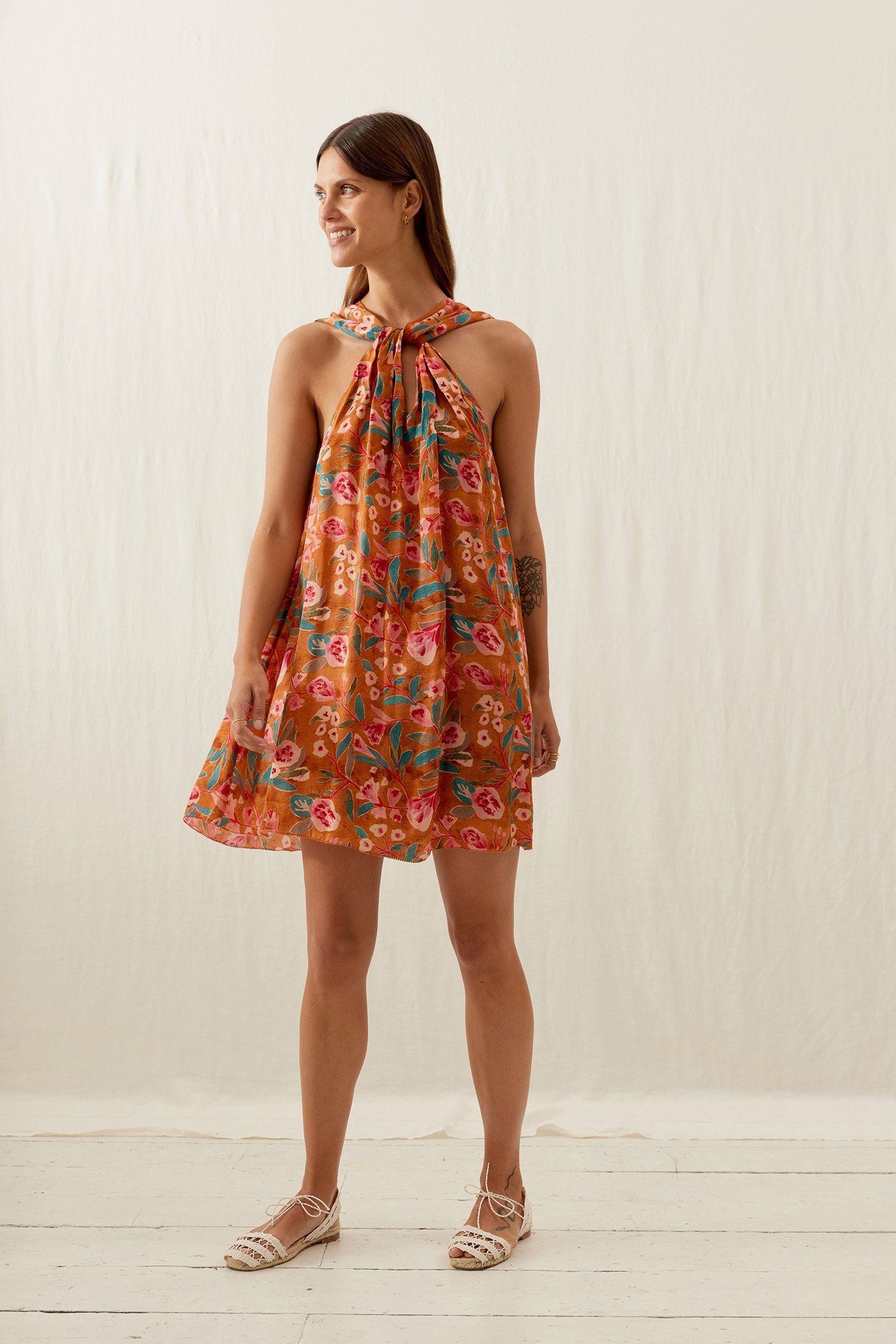DRESS NIHALA CINNAMON POPPY BLOOM 1
