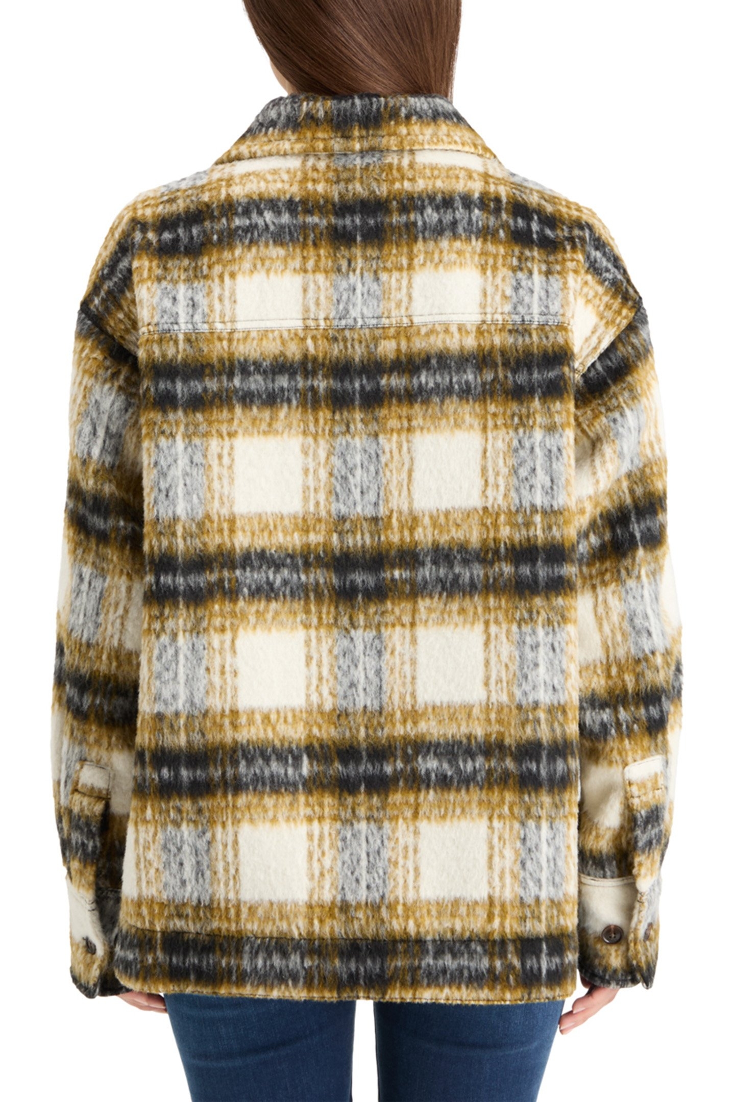 BRUSHED CHECK WOOL MIX SHIRT JACKET OLIVE CHECK 2