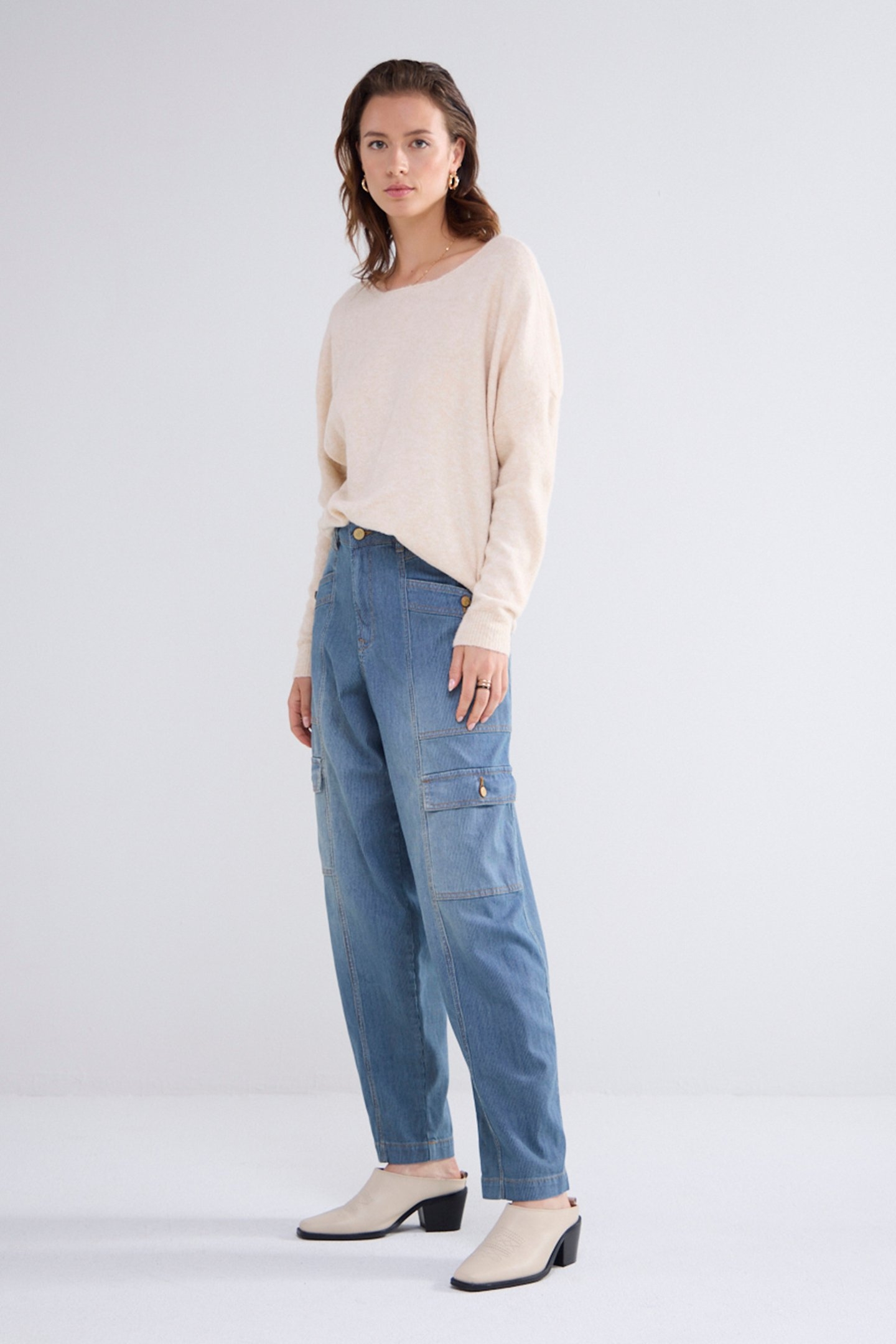 CARGO JEANS PRINTED STRIPE DENIM DENIM 1