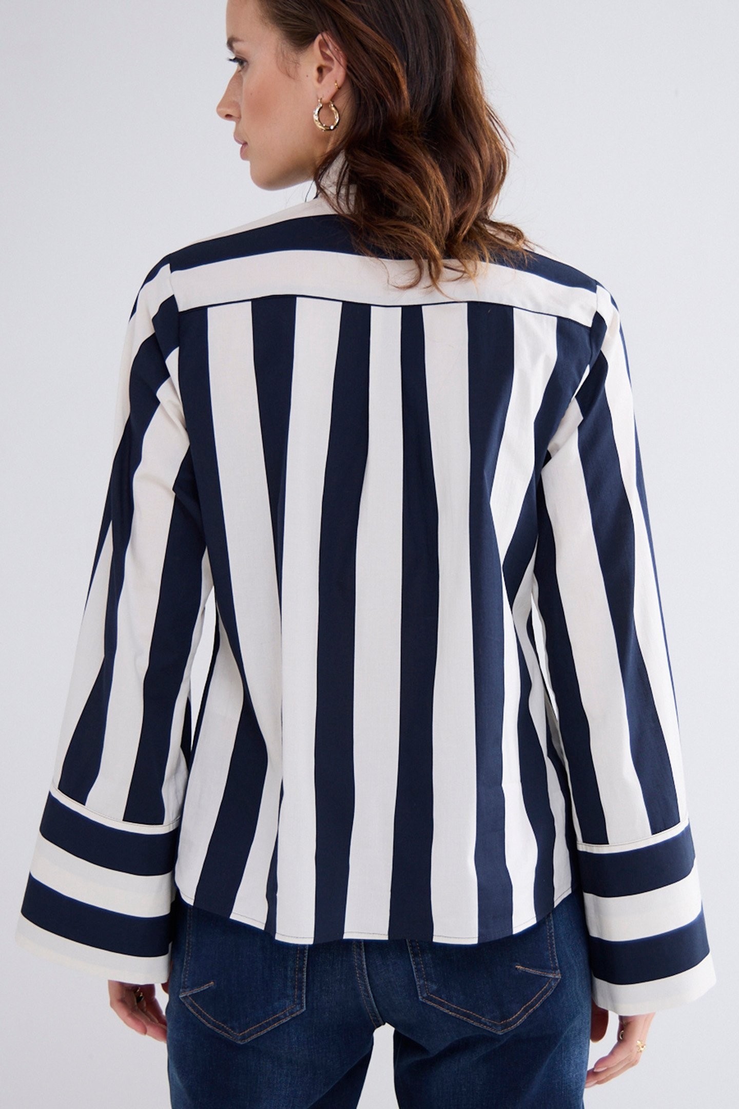 BLOUSE BOW STRIPE PRINTED MIDNIGHT BLUE 2