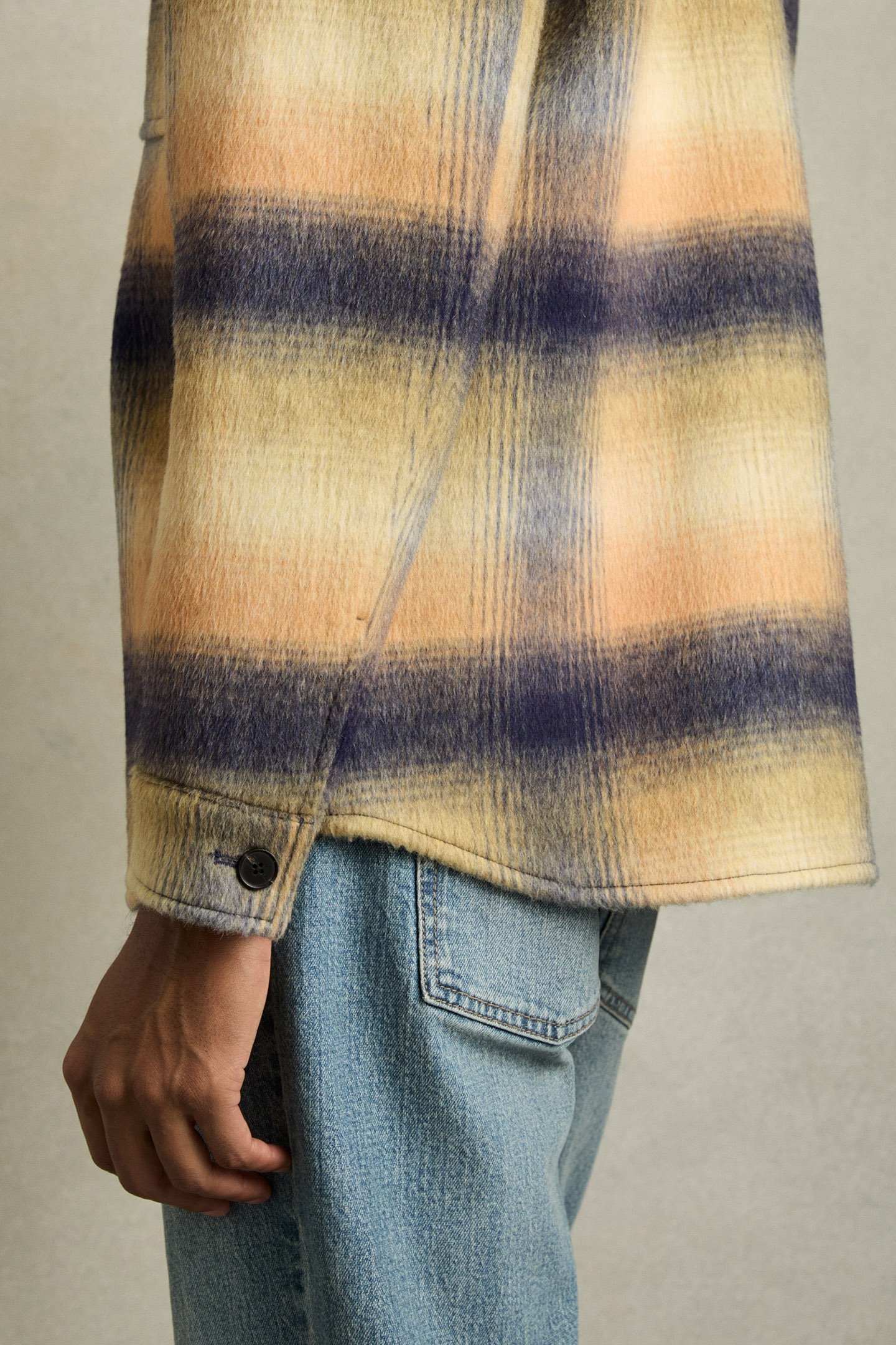 KINKADE LS BRUSHED WOOL CHECK OVERHIRT AMBER ORANGE 5