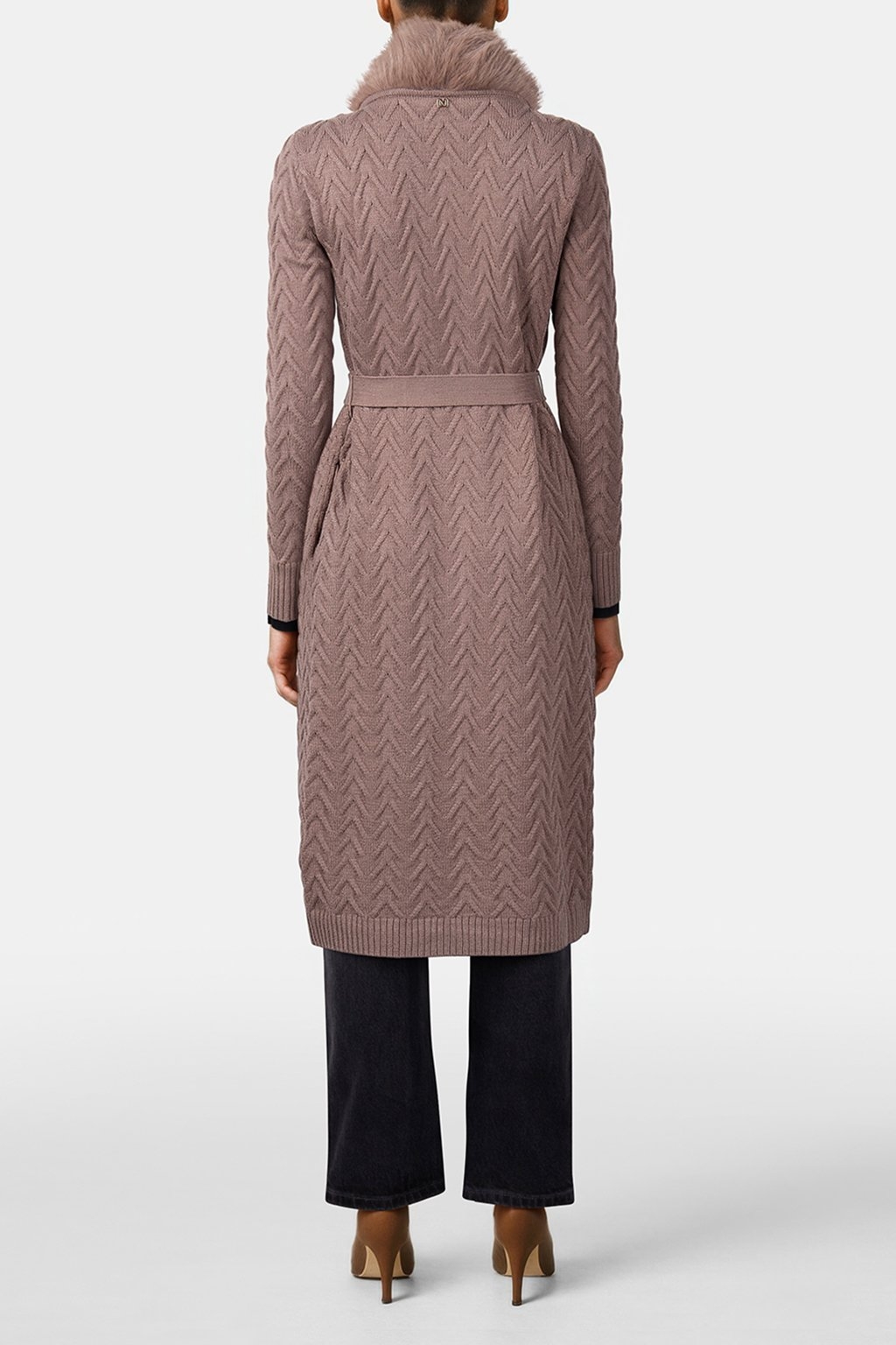 PAULA FAUX FUR LONG SILK TAUPE 2