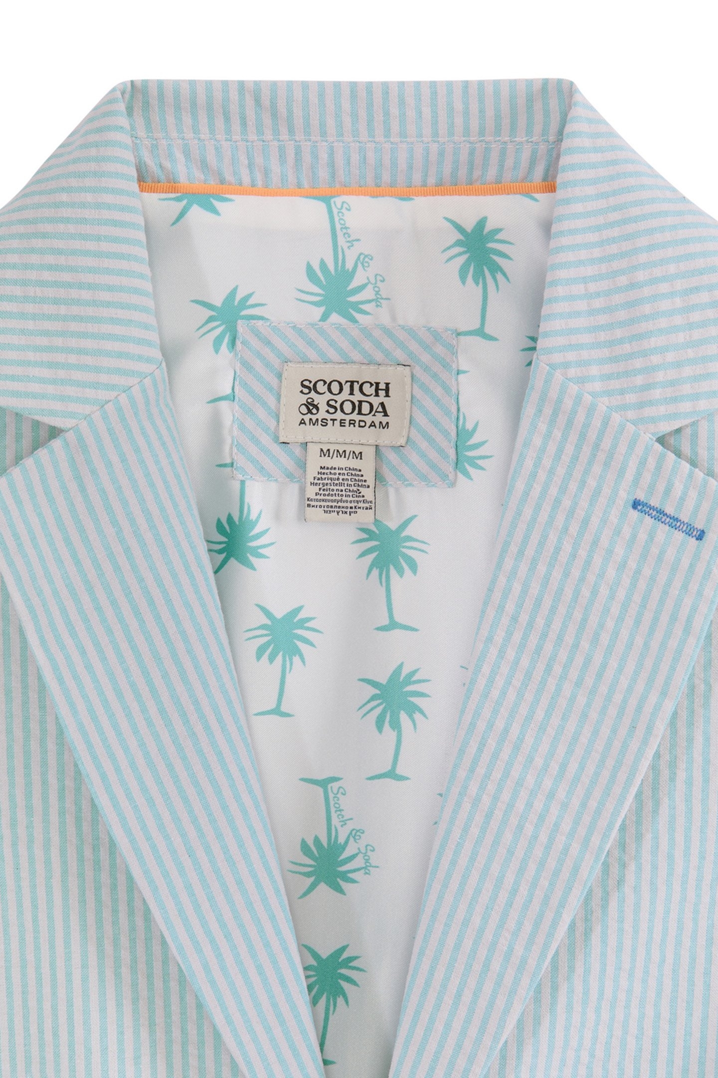 2PC BOYS YD SEERSUCKER JACKET & PANT SUIT SET BLEACHED AQUA 6