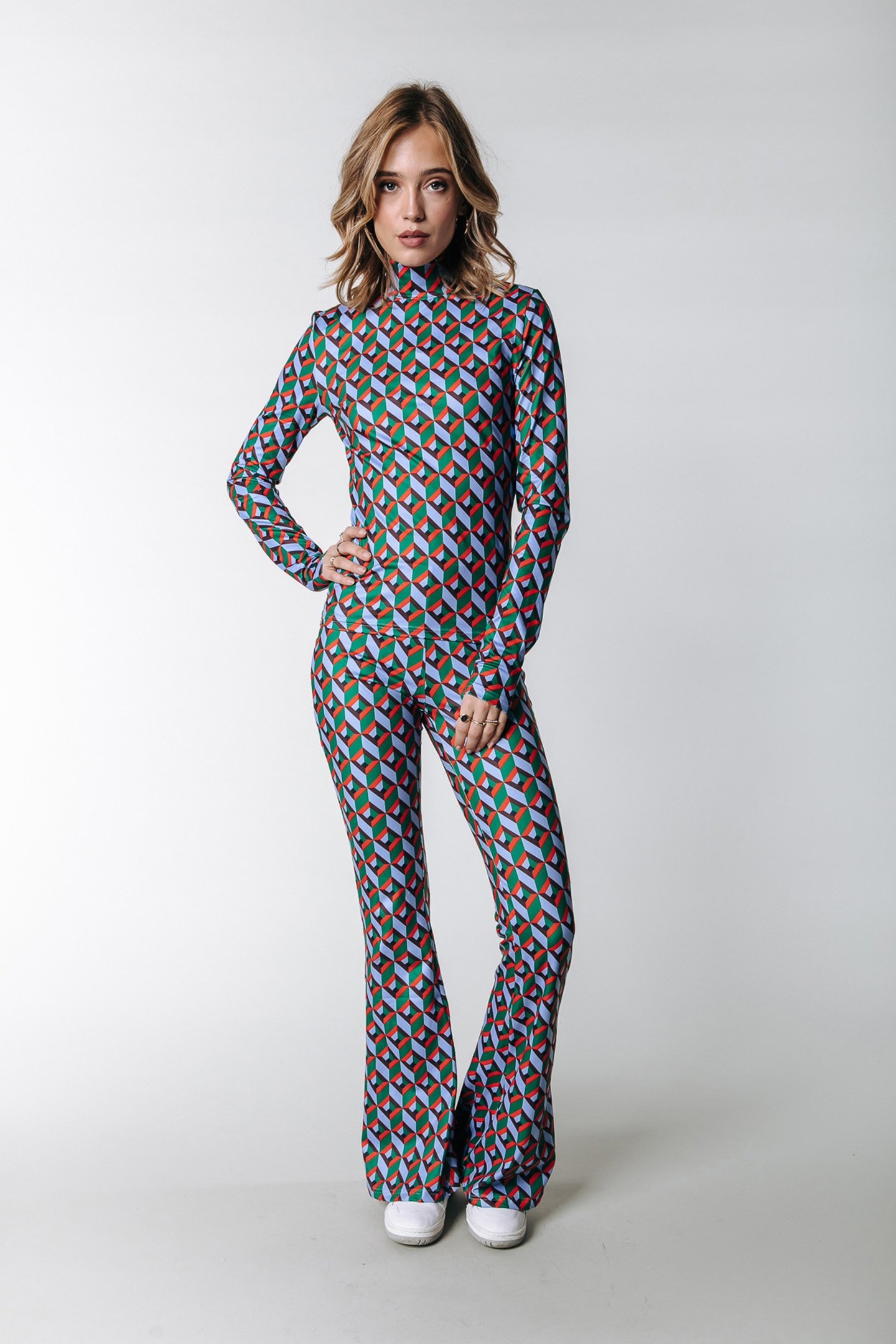 GRAPHIC PEACHED EXTRA FLARE PANTS MULTICOLOR 1