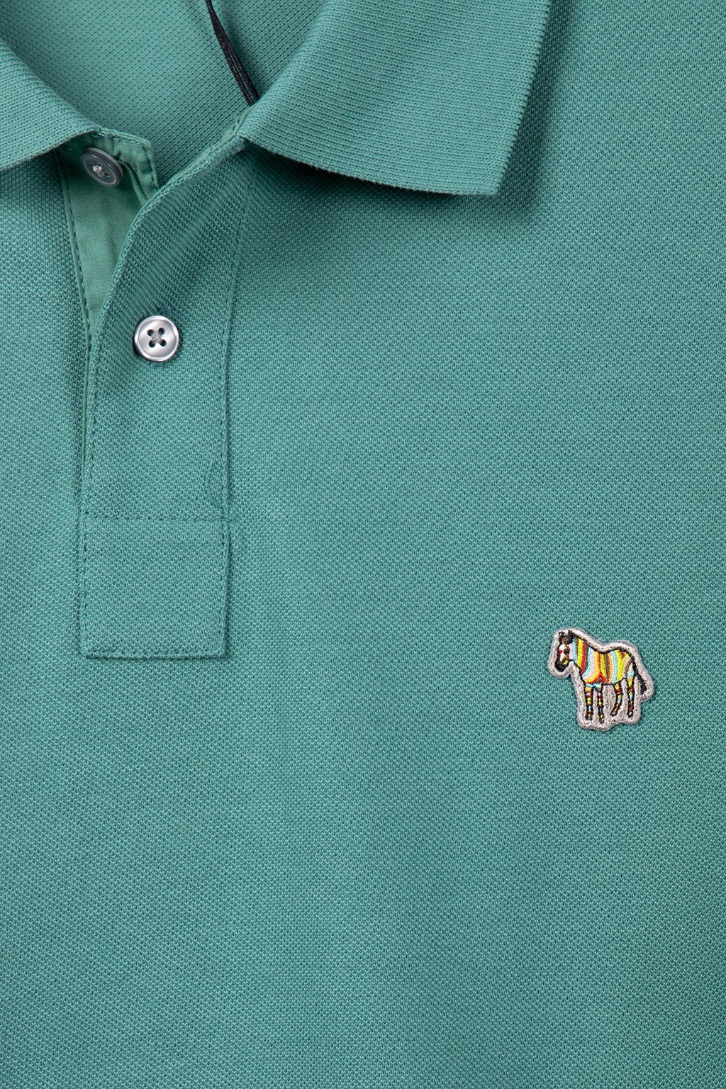 REG FIT SS POLO SHIRT ZEBRA PETROL GREEN 4