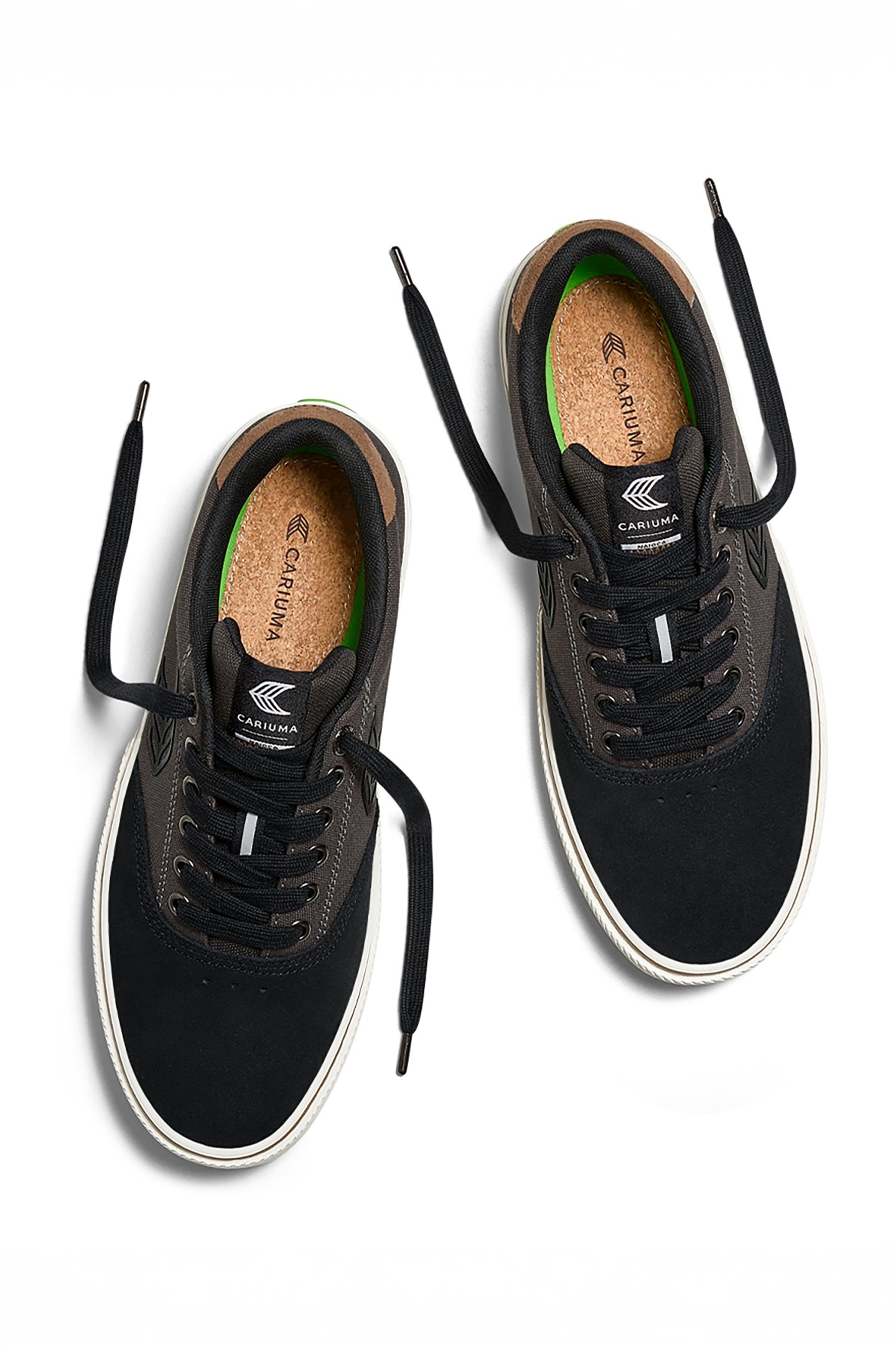 NAIOCA PRO JET BLACK SUEDE ASH GREY CANVAS BLACK LOGO CAMEL 3