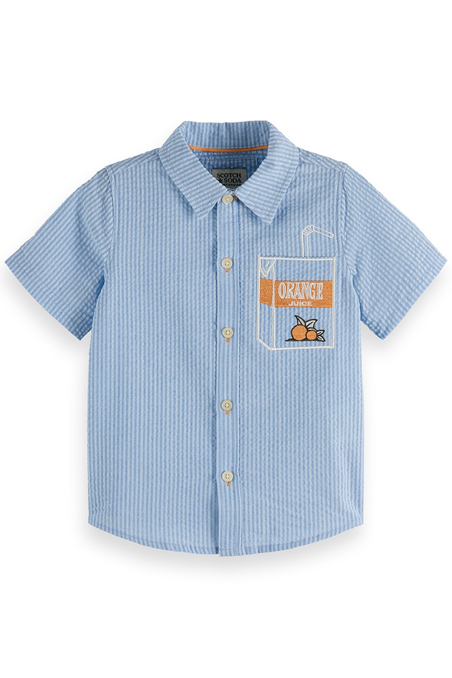 2PC BOYS SS YARN DYE SEERSUCKER SHIRT & SHORT SET BLUE/GREY 1