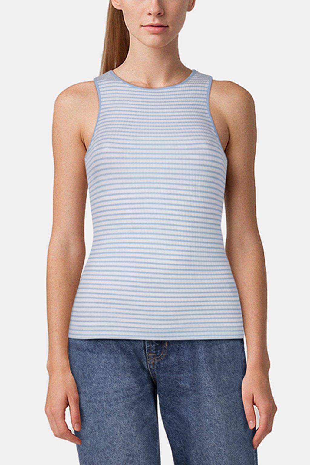 ORGANIC RIB TOP STRIPED COTTON BLUE 1