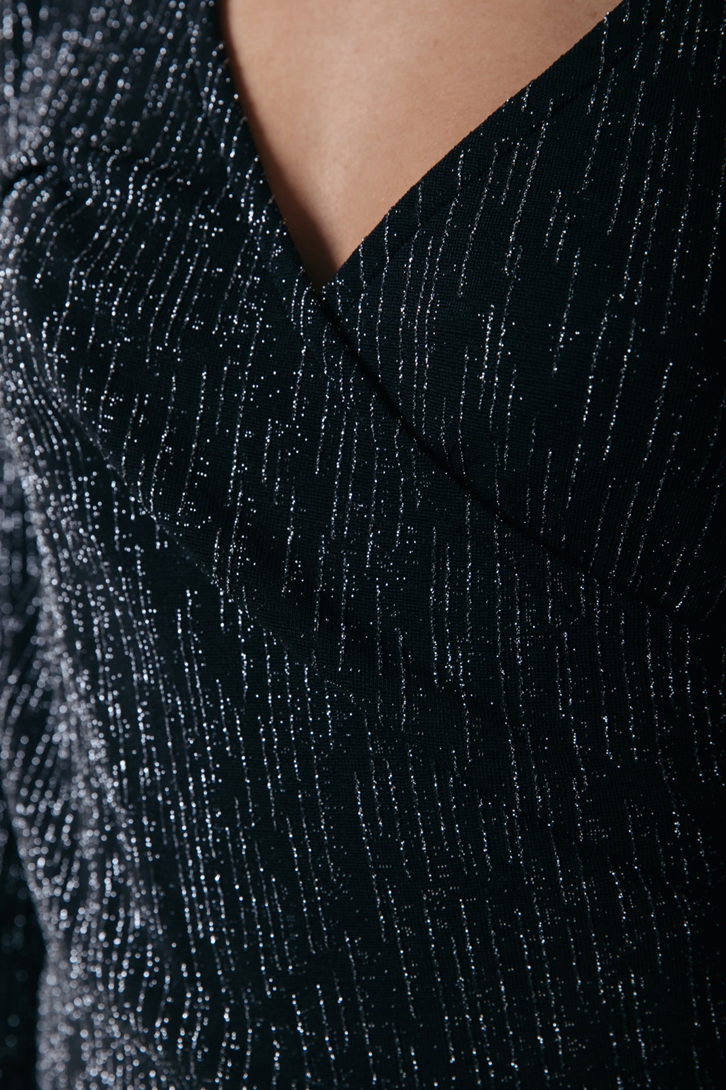 FAY LUREX STRIPE FAKE WRAP TOP METALLIC SILVER 4