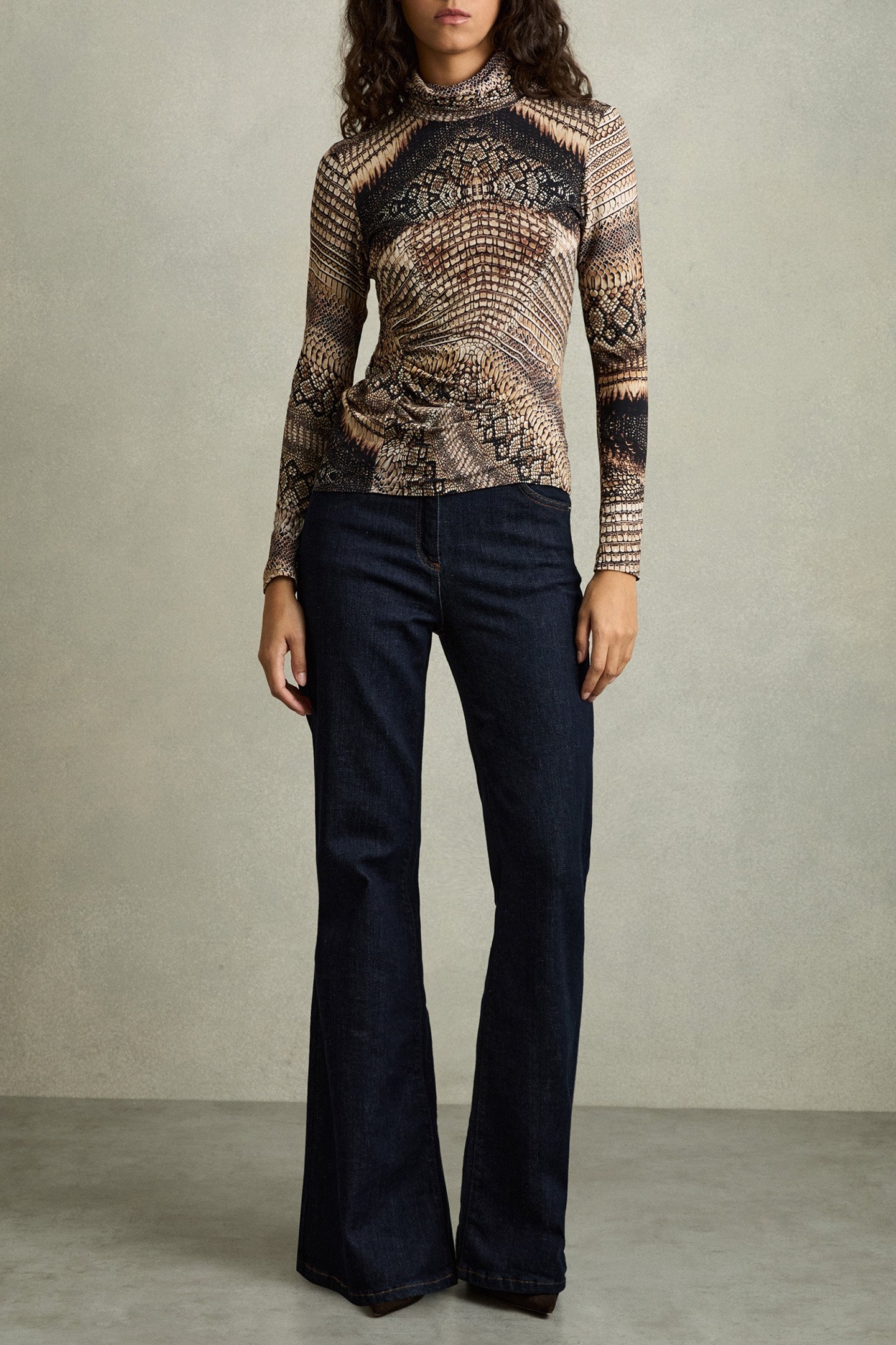 NAOMI SNAKE PRINT TOP BROWN 2