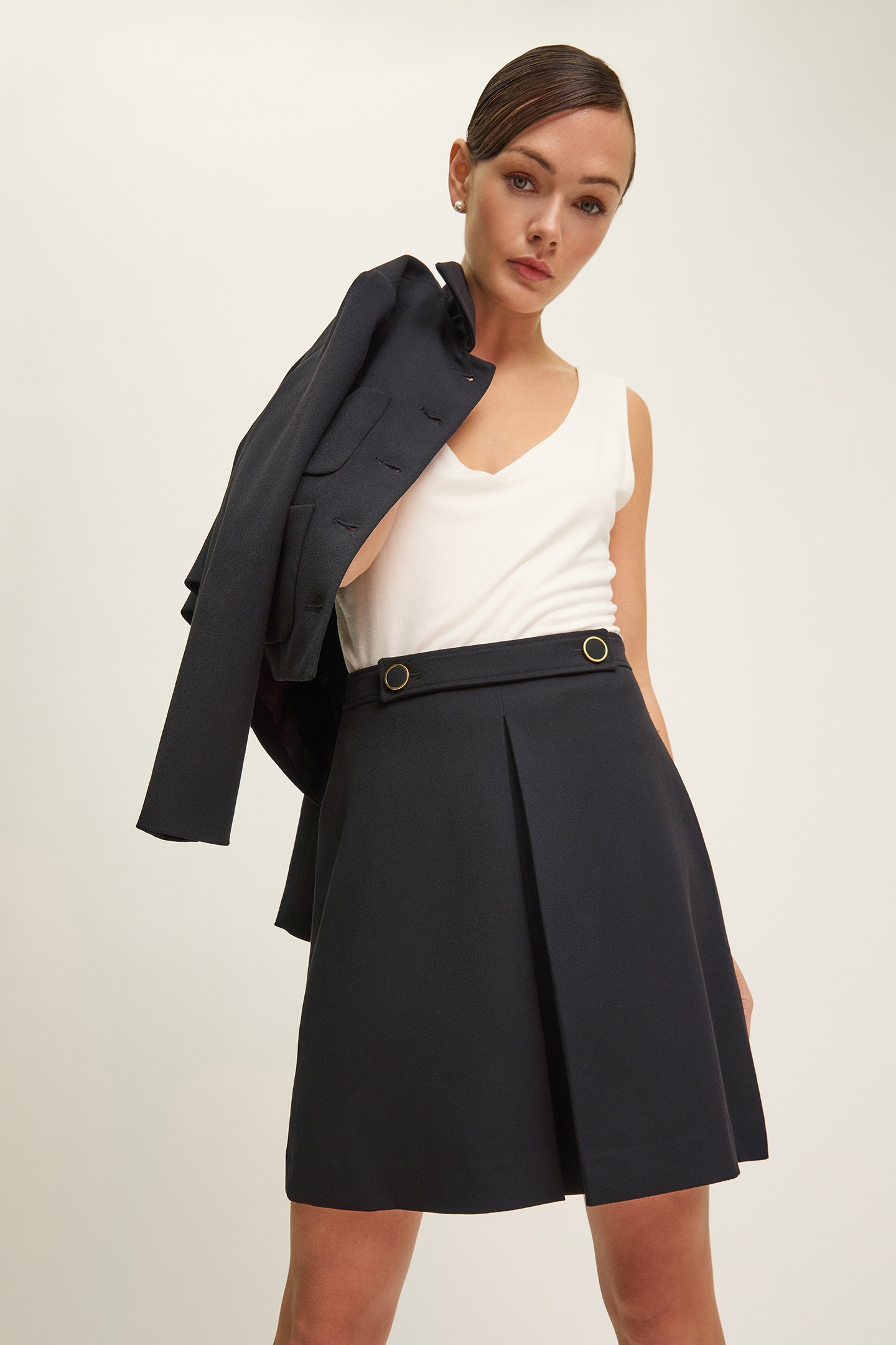 SK HALINA CREPE SKIRT BLACK 1