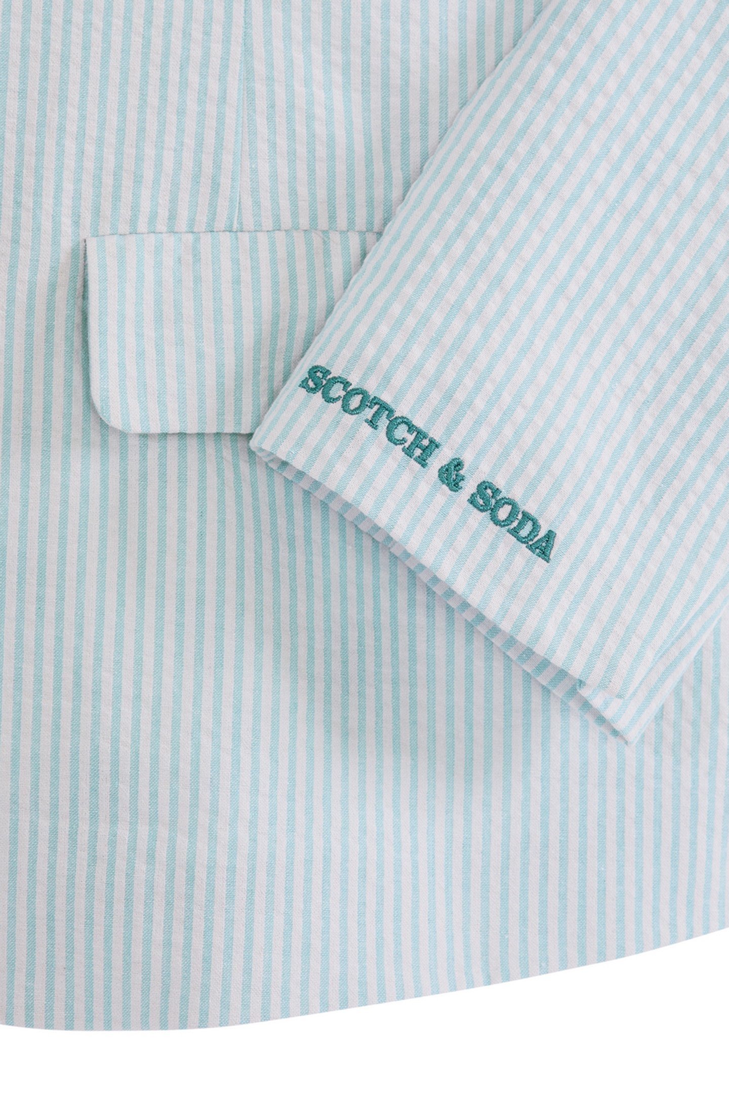 2PC BOYS YD SEERSUCKER JACKET & PANT SUIT SET BLEACHED AQUA 7