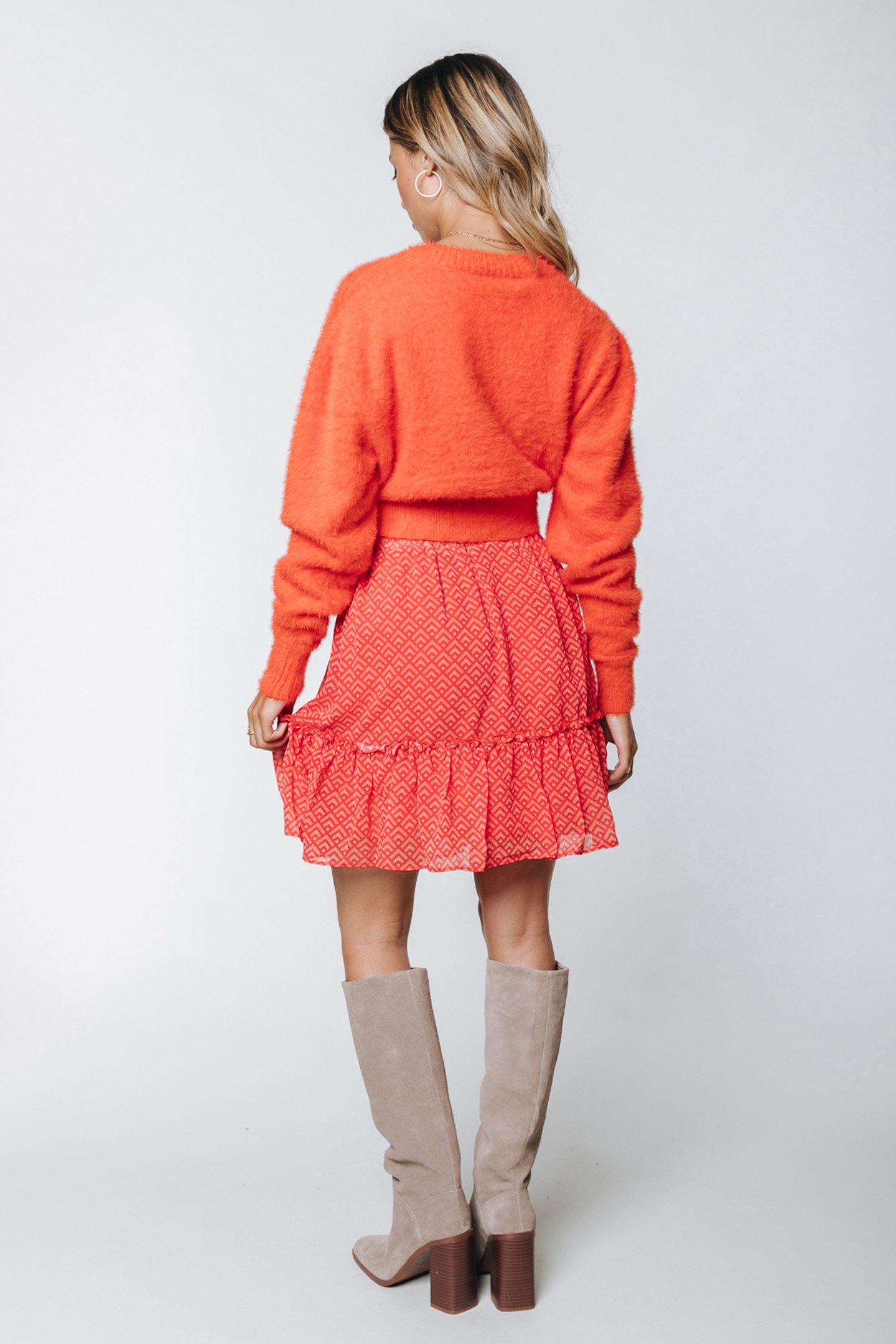 WHITNEY CROPPED KNITTED SWEATER BRIGHT ORANGE 2