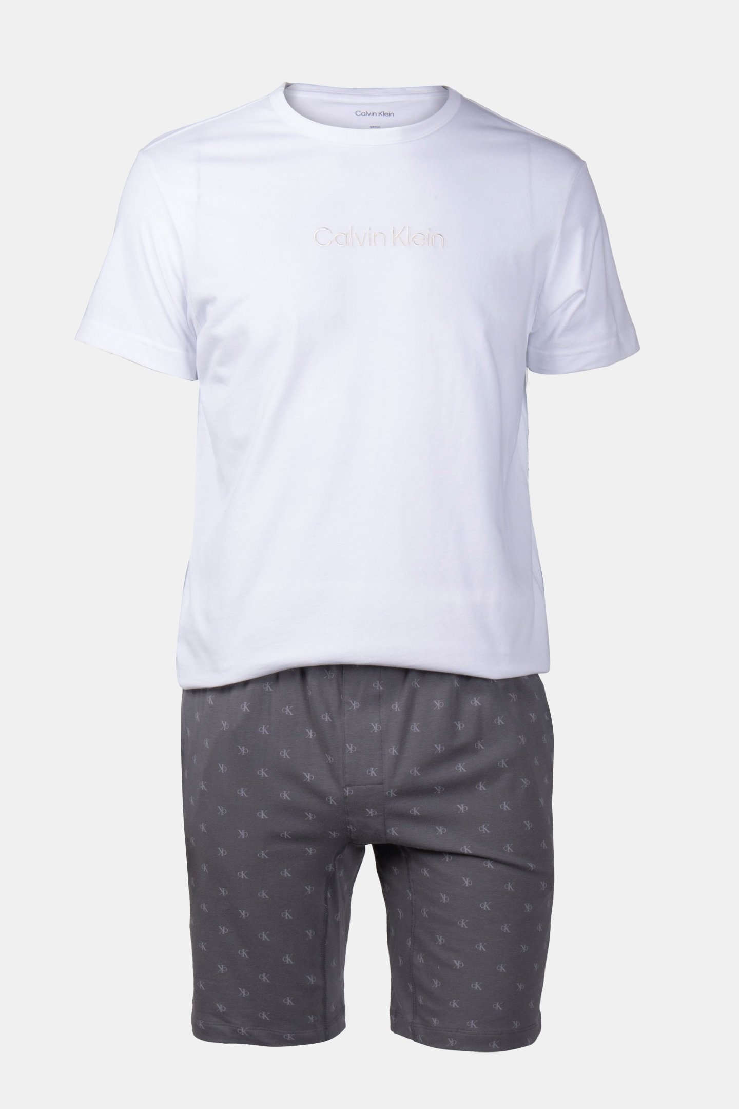 S/S SHORT SET WHITE TOP, D LOGO_SMOKED PEARL BTM 3