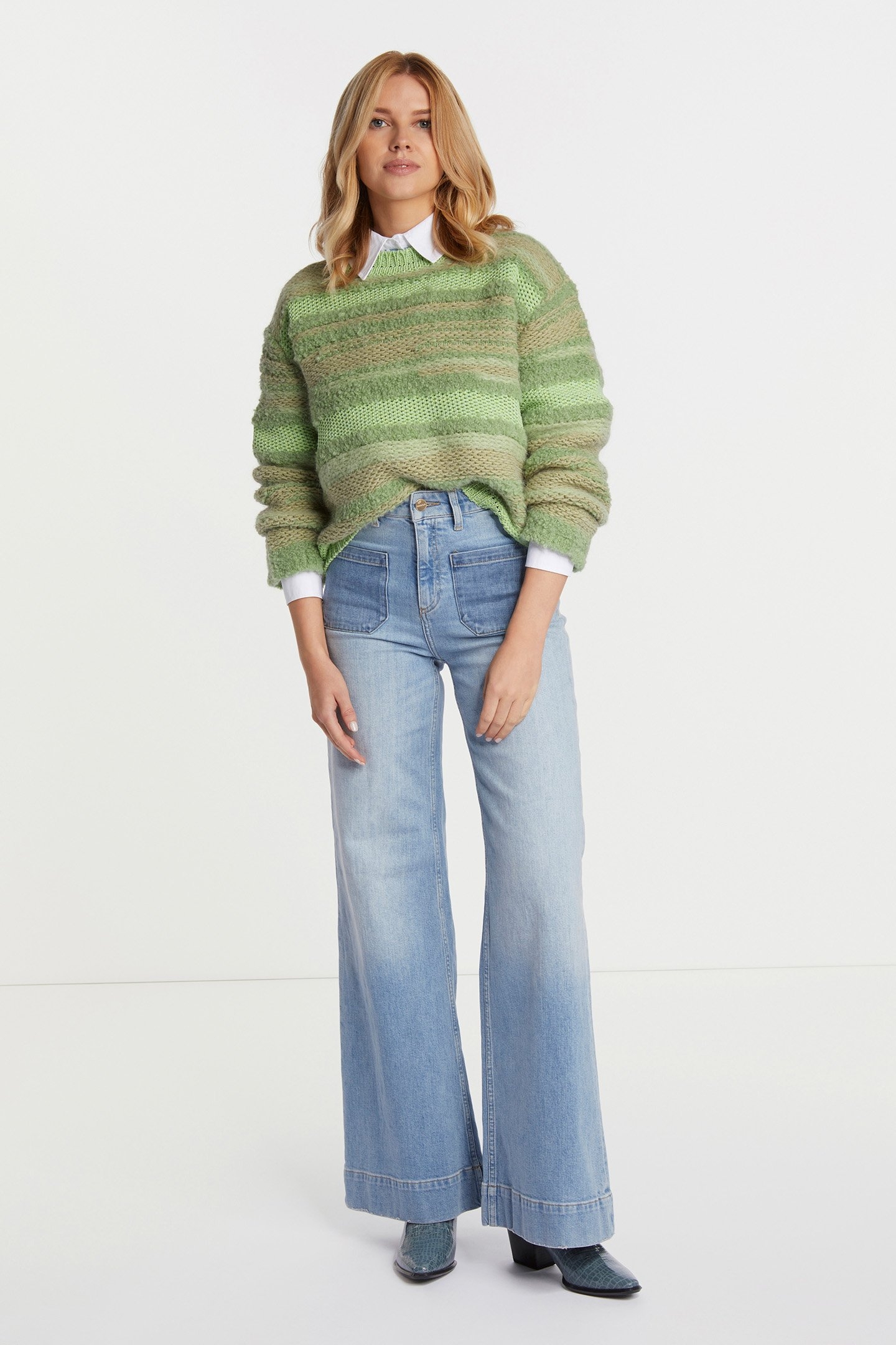 CREW NECK YARN MIX GREEN TEA 1