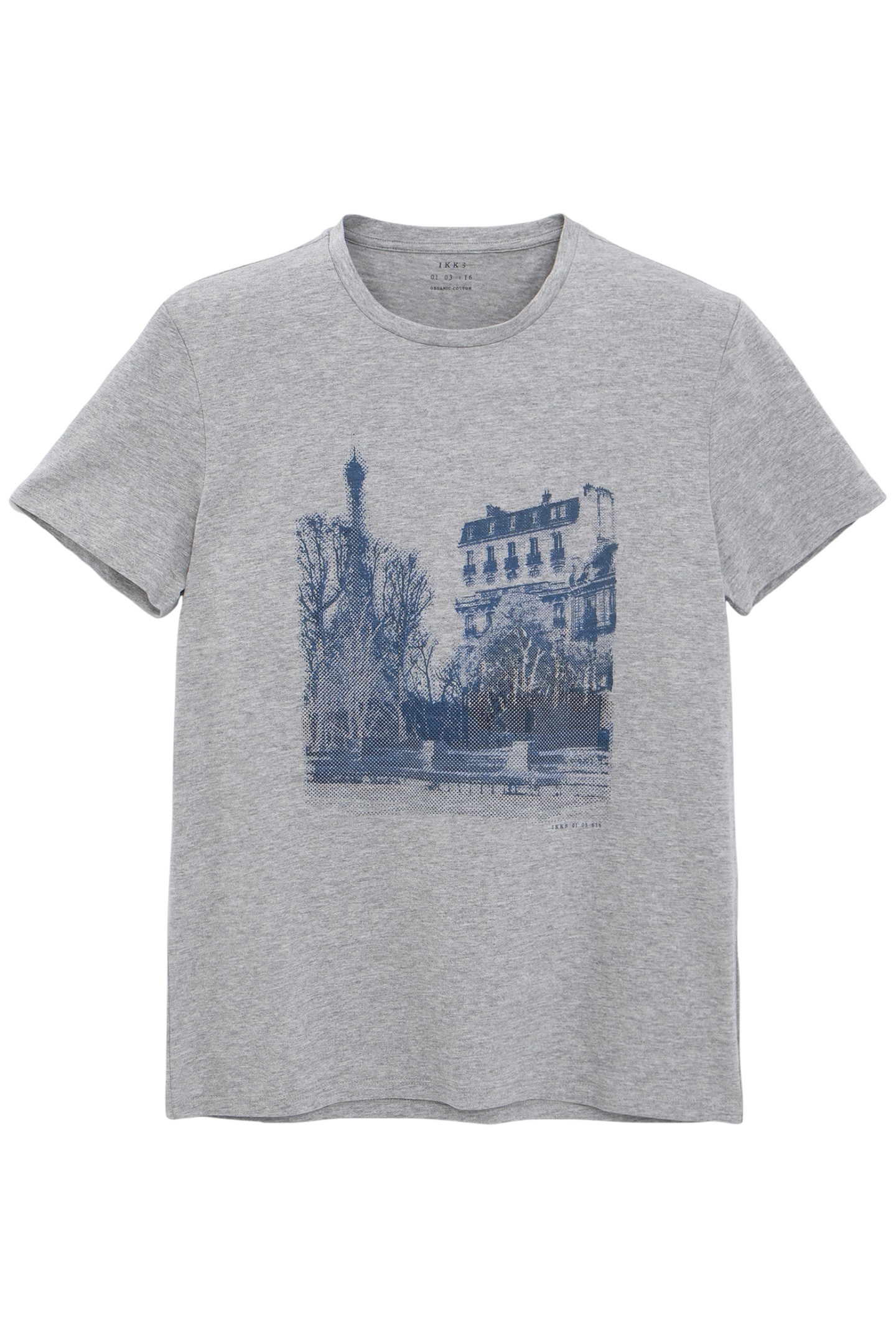 ORGANIC COTTON GREY T-SHIRT PARIS HOMME 3