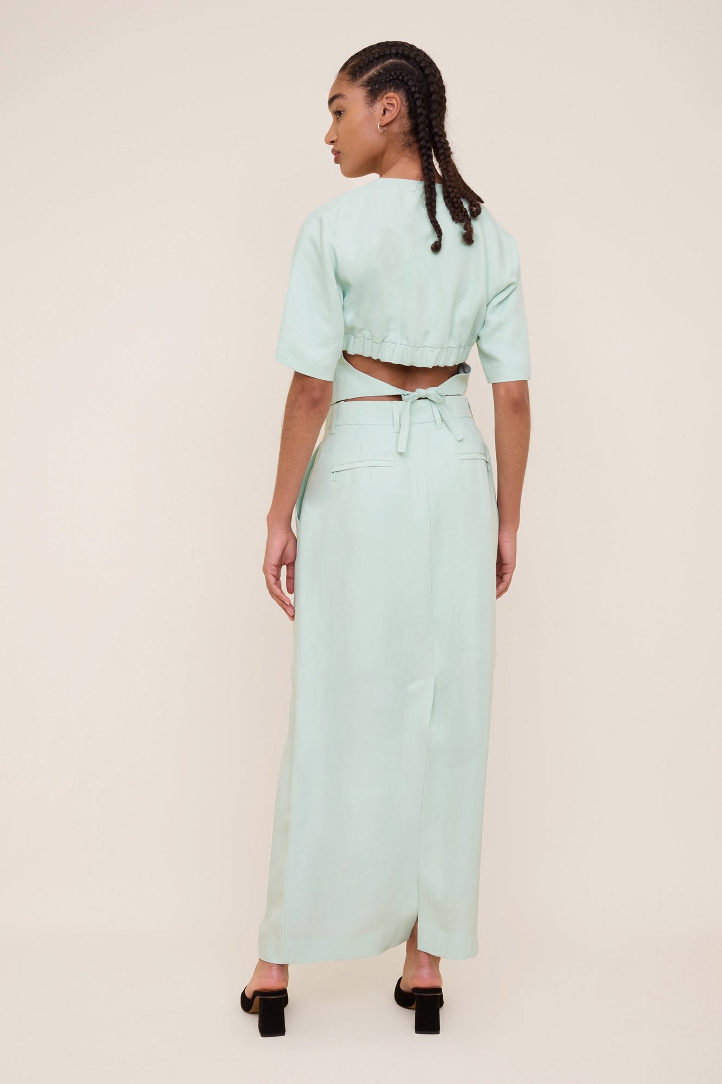 LINEN MAXI SKIRT MISTY BLUE 3