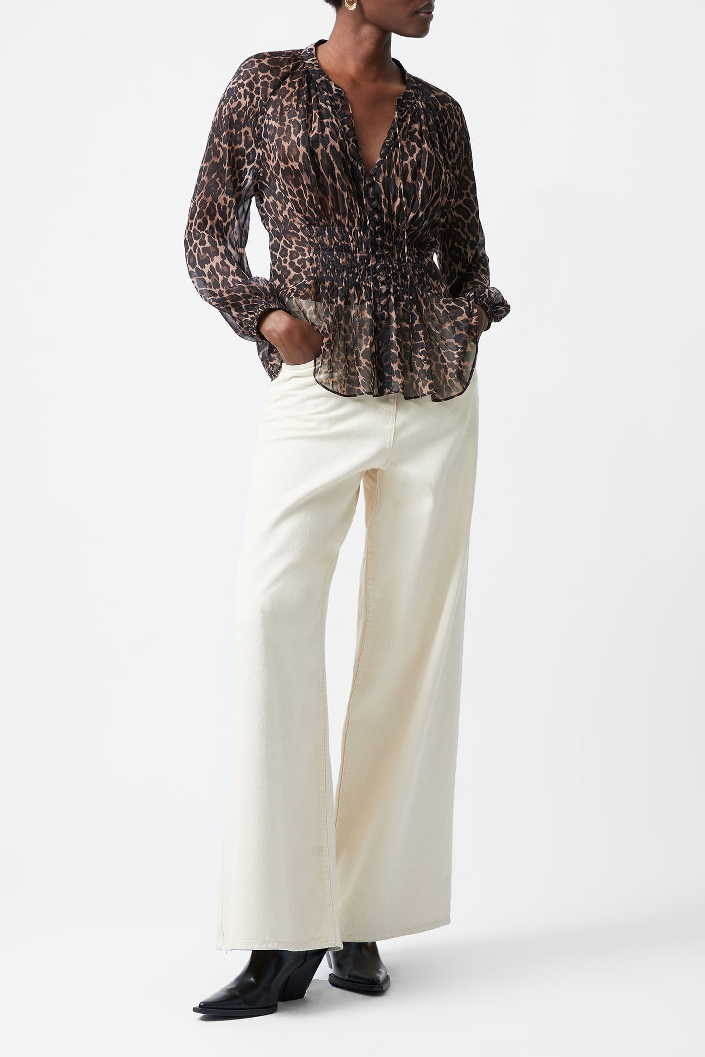 EMINA CHIFFON LEOPARD L/S TOP LEOPARD 2