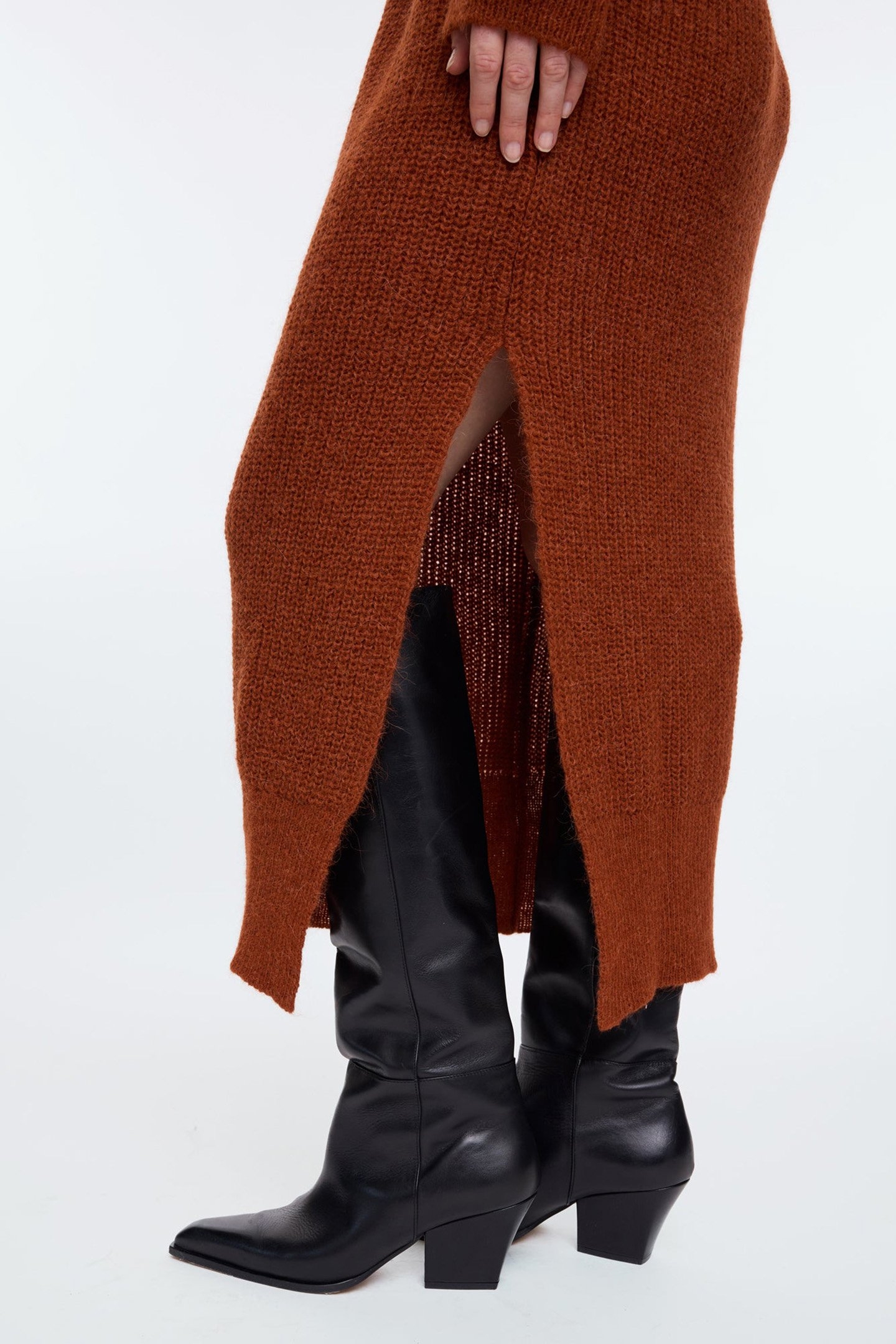 WOOL MAXI DRESS V-NECK HENNA 6