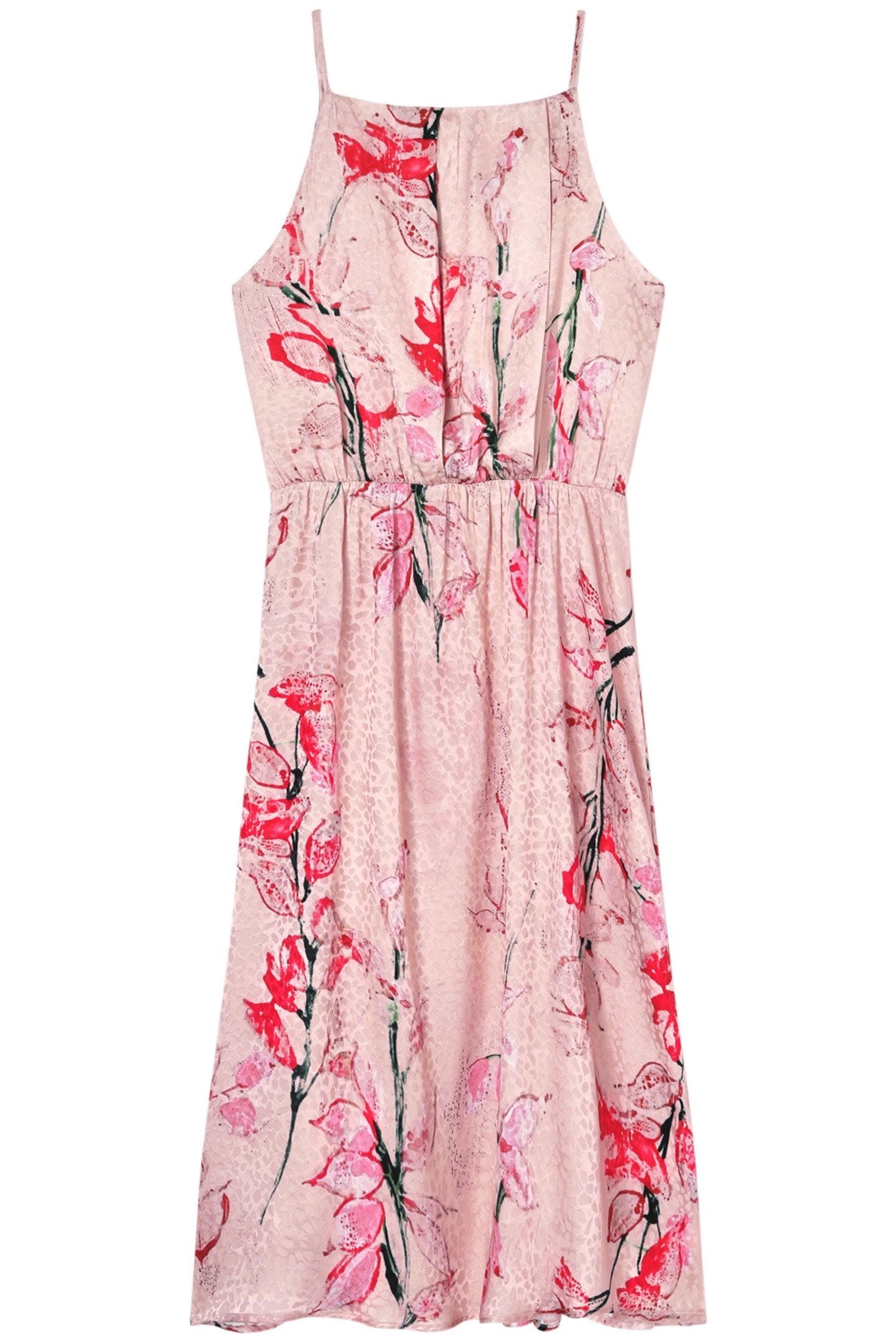 SATIN DRESS WITH FLOWER PATTERN PINK 3
