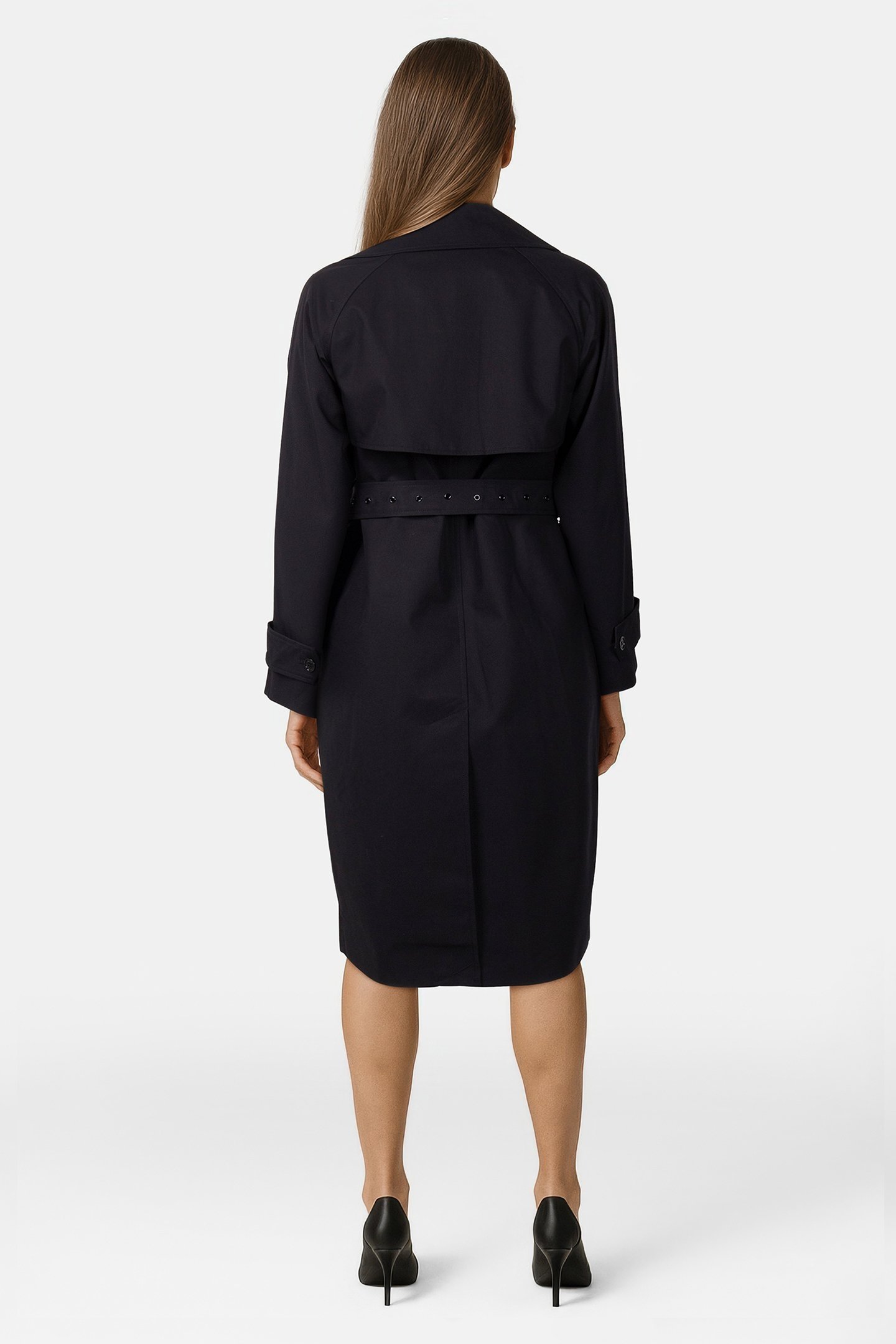 DOUBLE BREASTED OVERSIZED BELTED TRENCH COAT IN BLACK 2