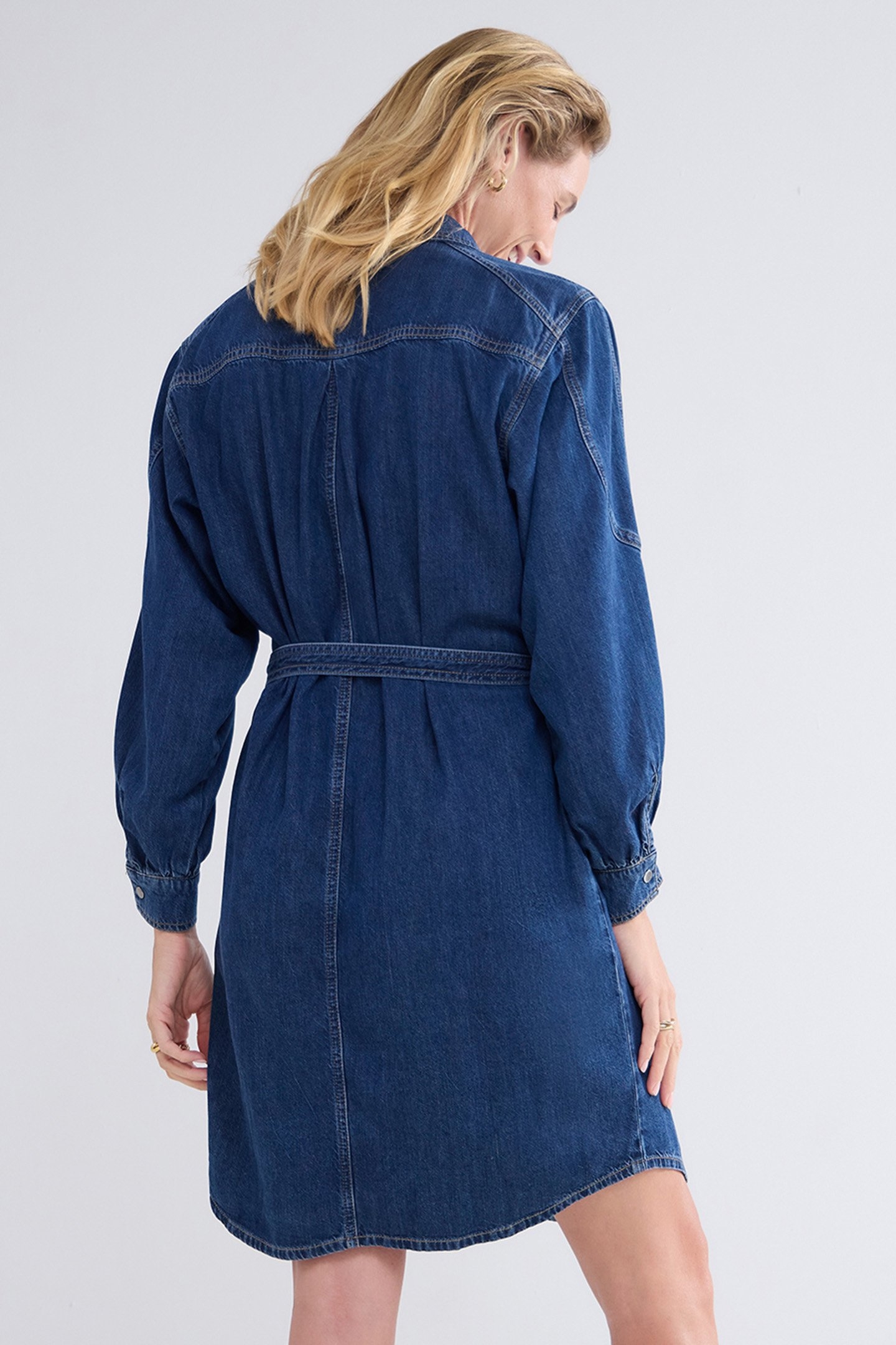 DENIM SHIRT DRESS LIGHTWEIGHT COTTON TENCEL BLUES 2