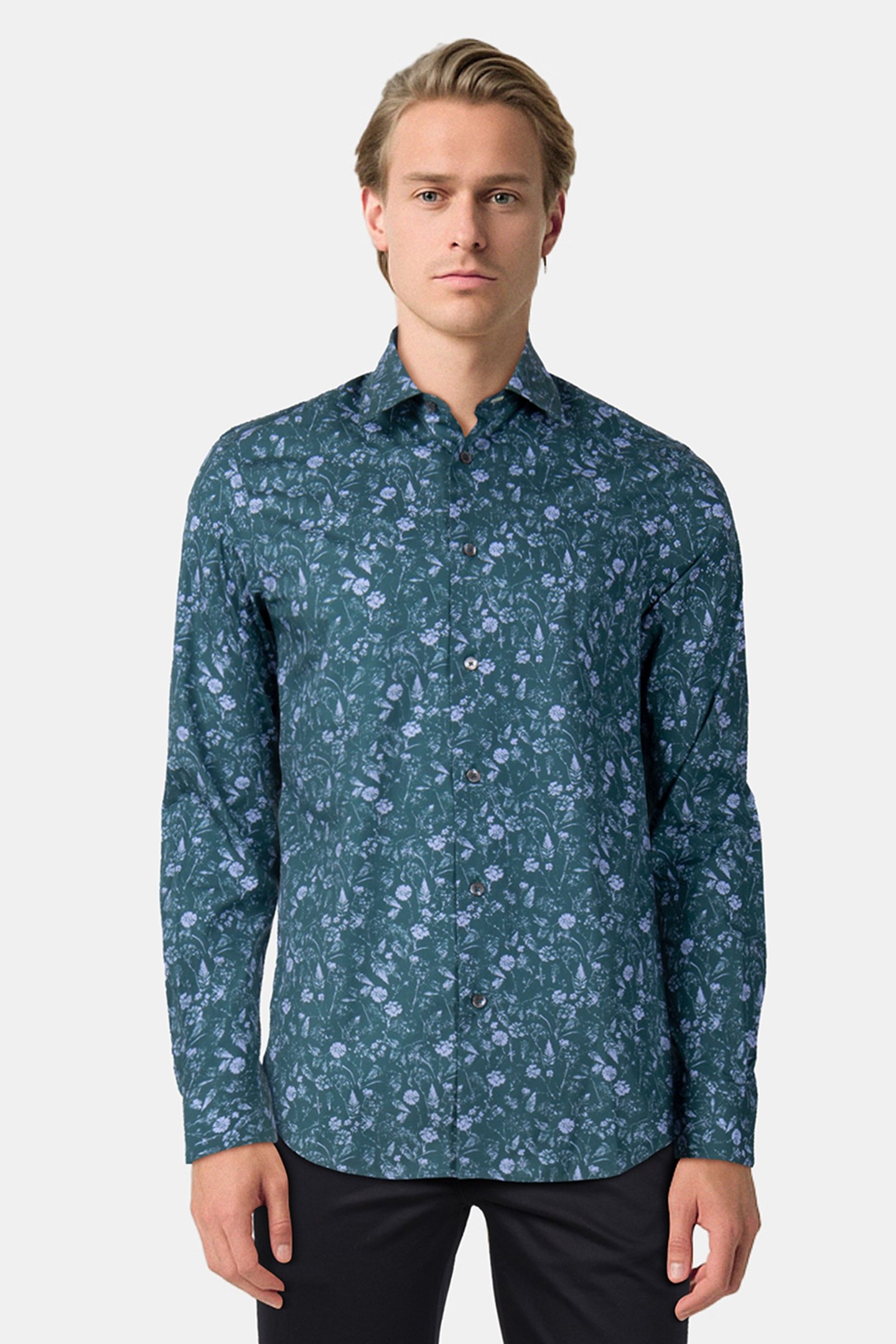 S/C TAILORED FIT SHIRT PETROL BLUE 1