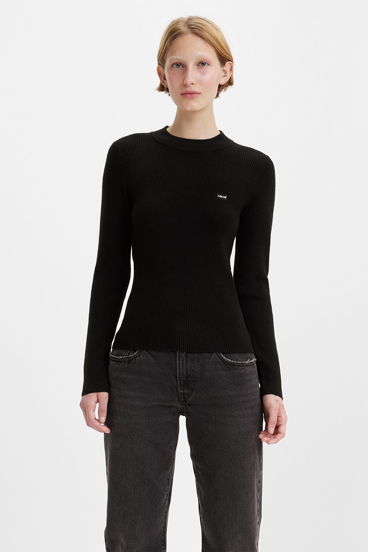 RIB CREW SWEATER CAVIAR WOOL LIKE 1