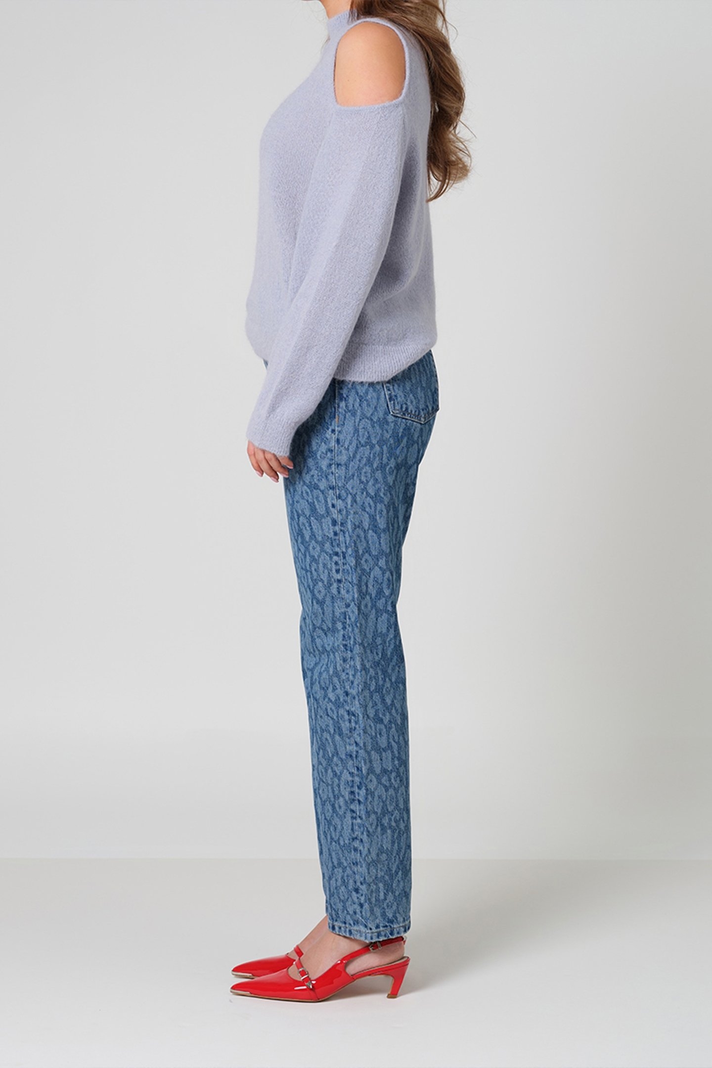 AXELLE LEOPARD STRAIGHT JEANS WASHED BLUE 4