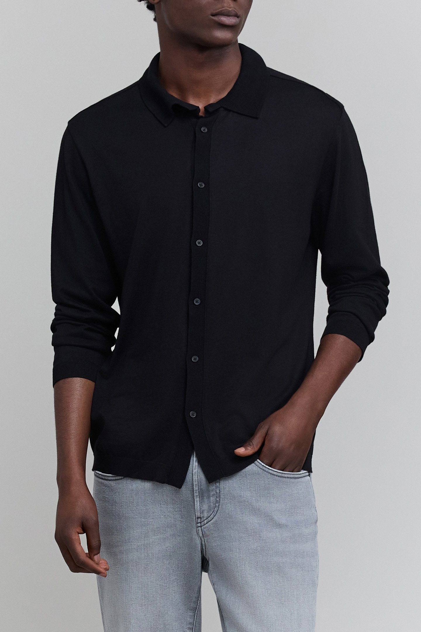 LONG-SLEEVED BLACK MESH SHIRT 1