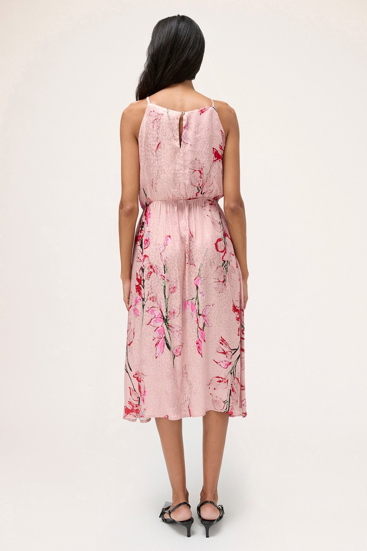 SATIN DRESS WITH FLOWER PATTERN PINK 2