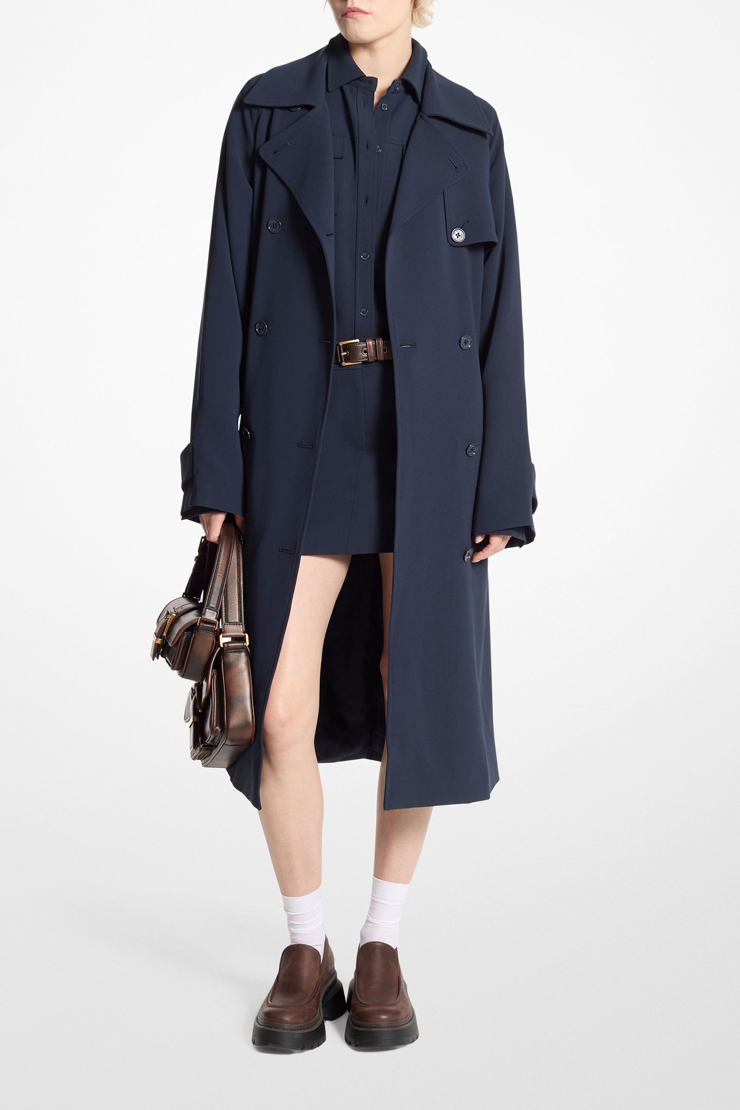 DOLMAN BELTED TRENCH COAT IN NAVY 1
