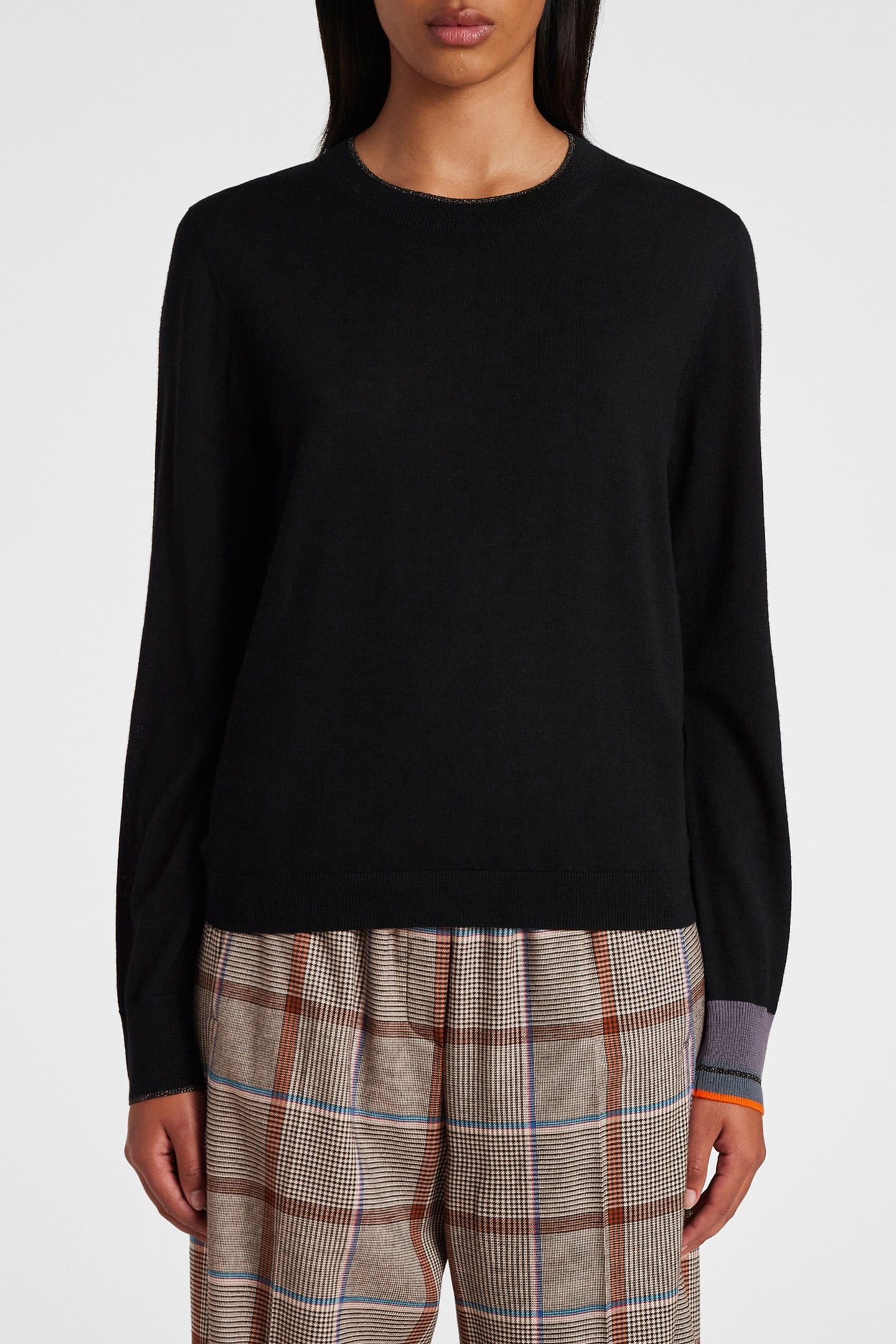 KNITTED SWEATER CREW NECK BLACK 1