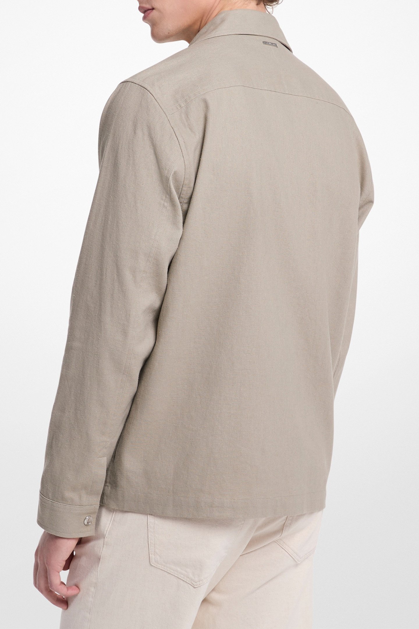 LONG SLEEVE COTTON UTILITY JACKET IN LIGHT SAGE 2