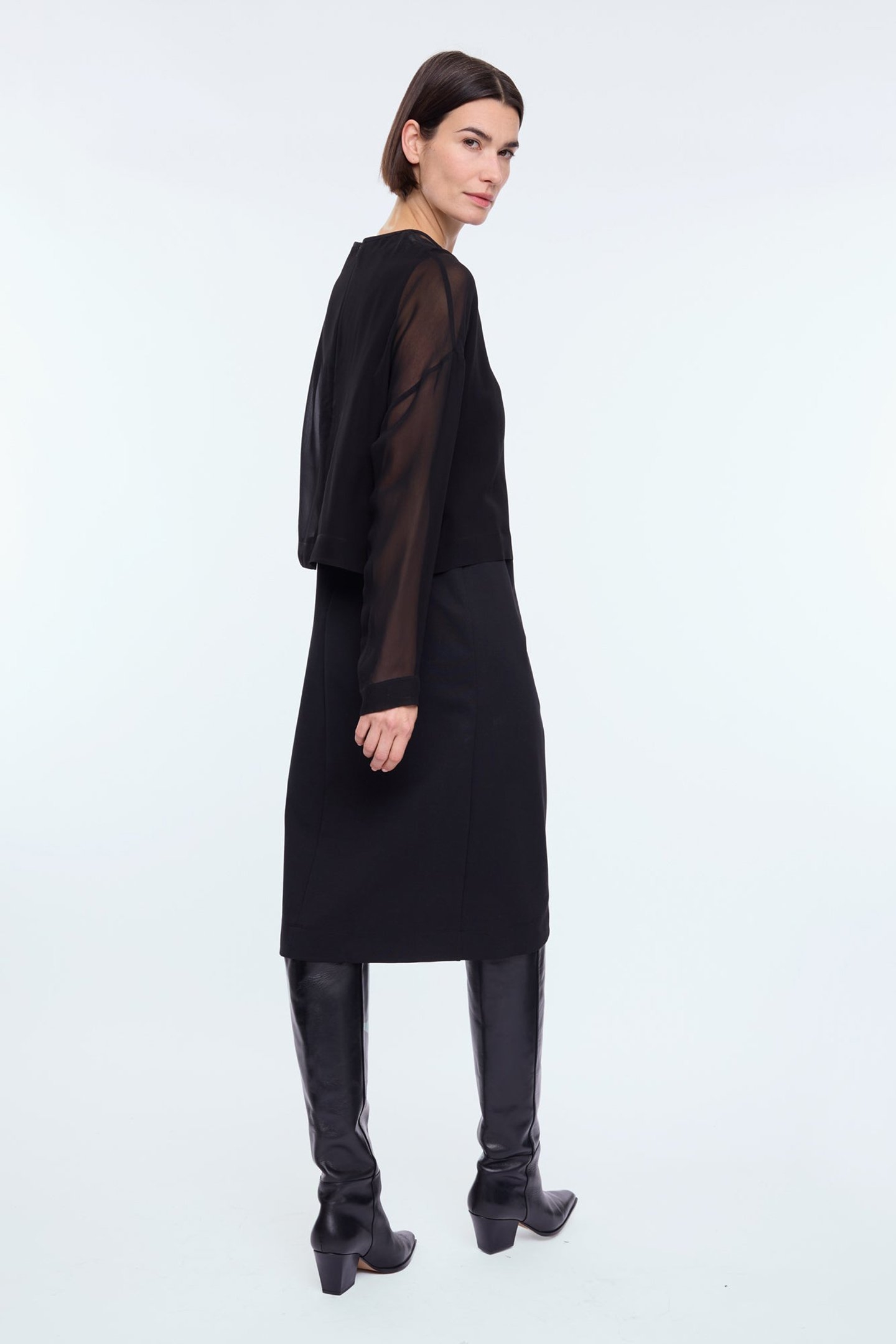 SHEER LAYERED DRESS BLACK 2