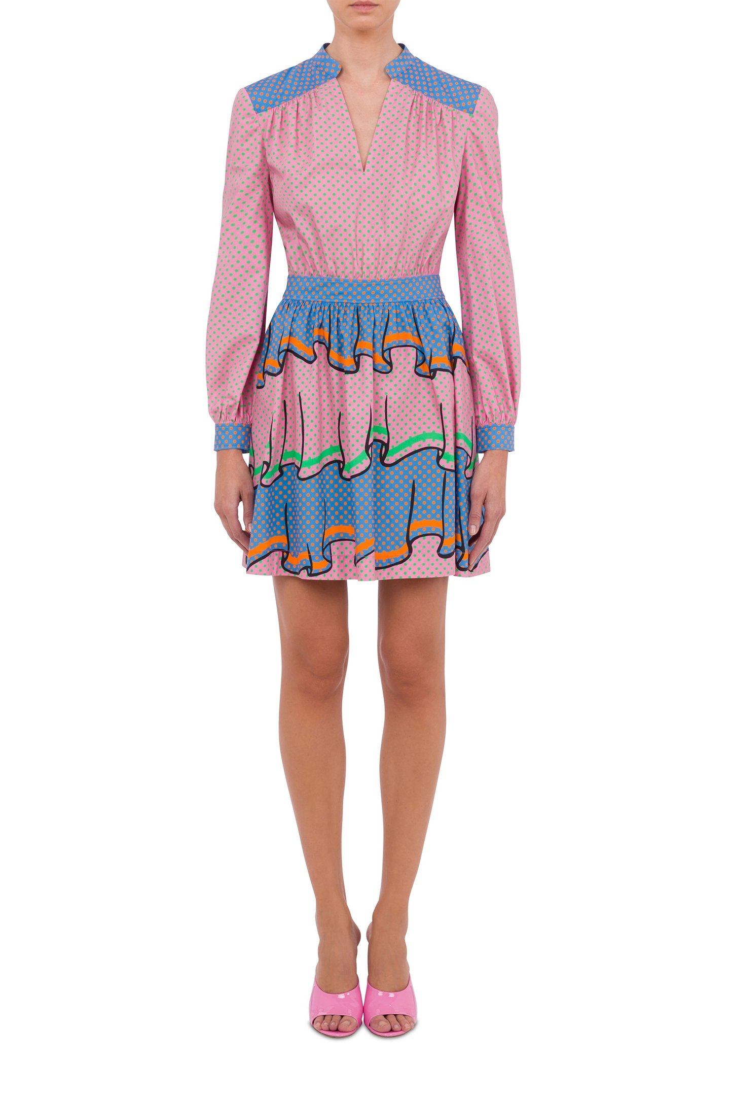 POLKA DOT DRESS IN TROMPE-L'ŒIL POPLIN PINK 1