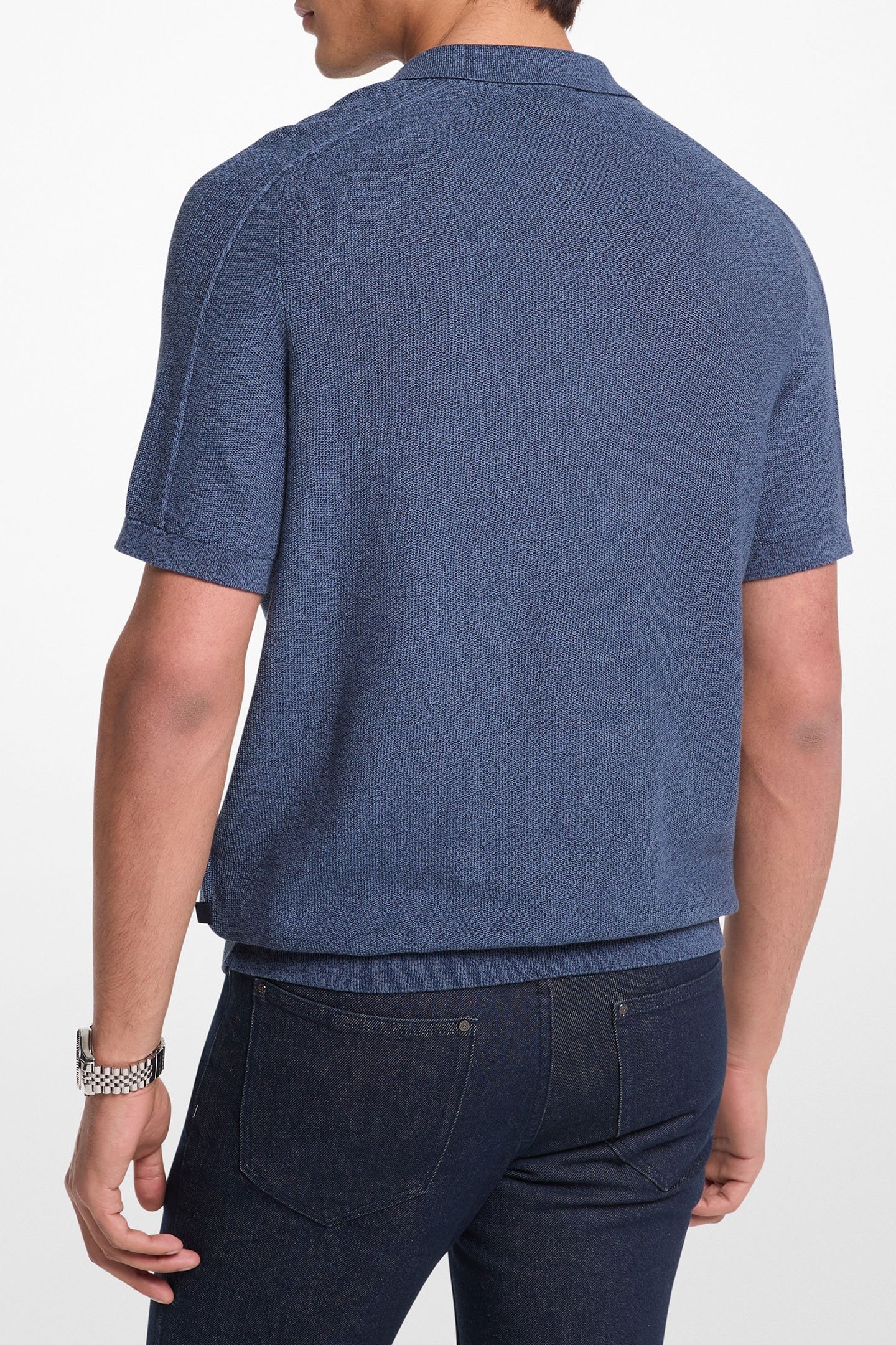 TEXTURED CASUAL POLO SHIRT IN NAVY BLUE 2