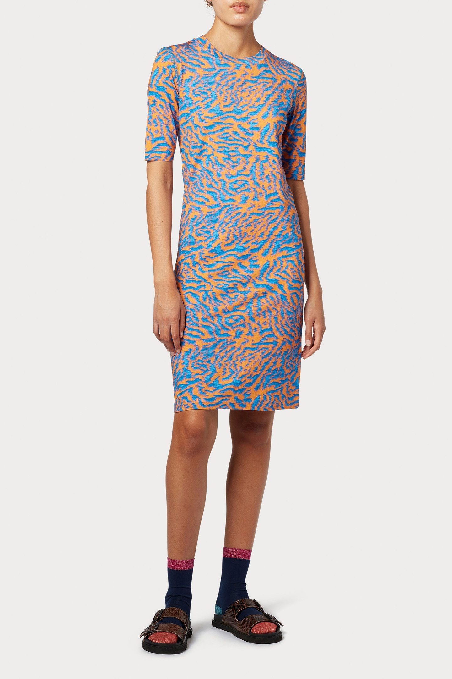 WOMENS PRINTED DRESS ORANGE 1