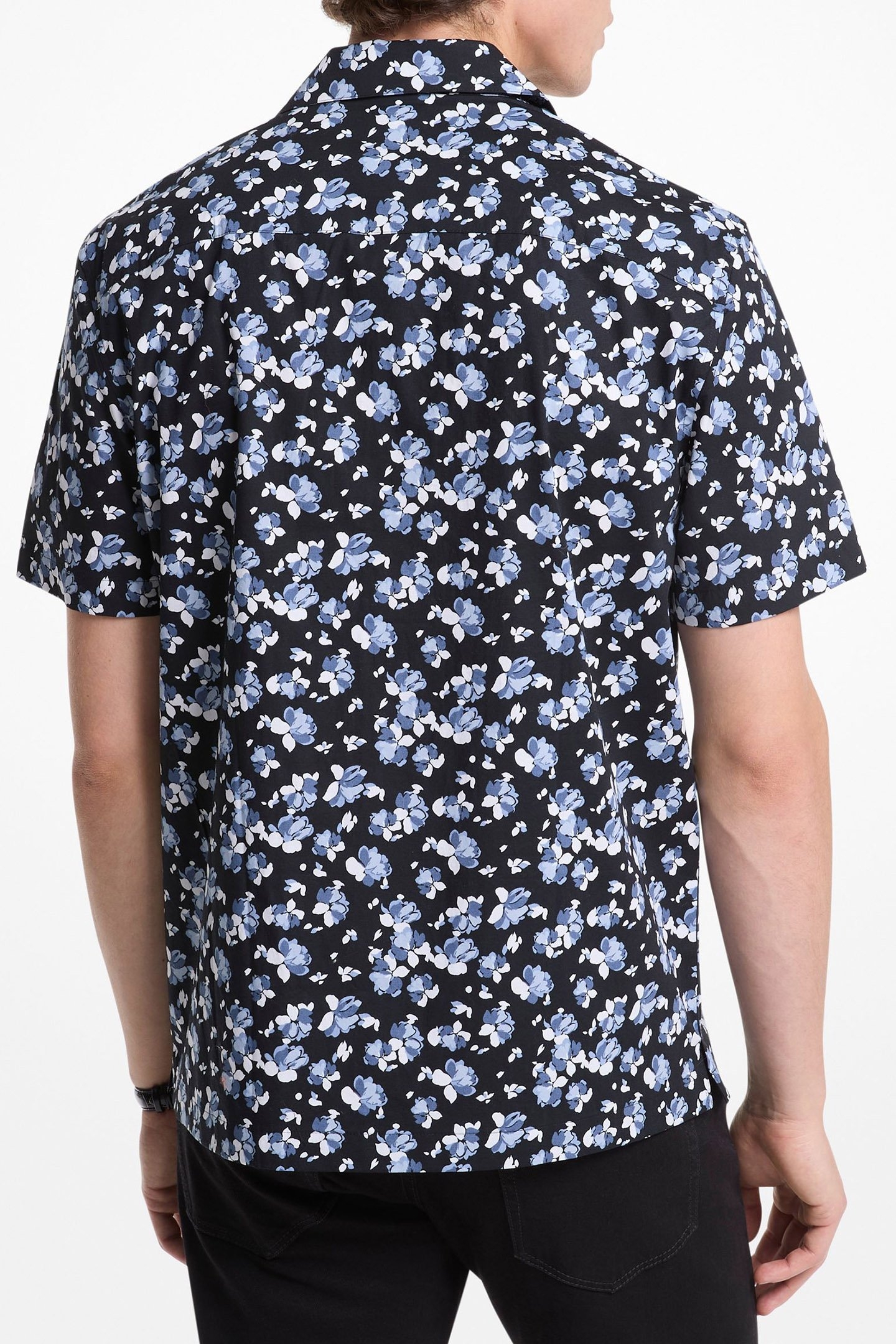 SHORT SLEEVE FLORAL PRINT SHIRT IN BLUE 2