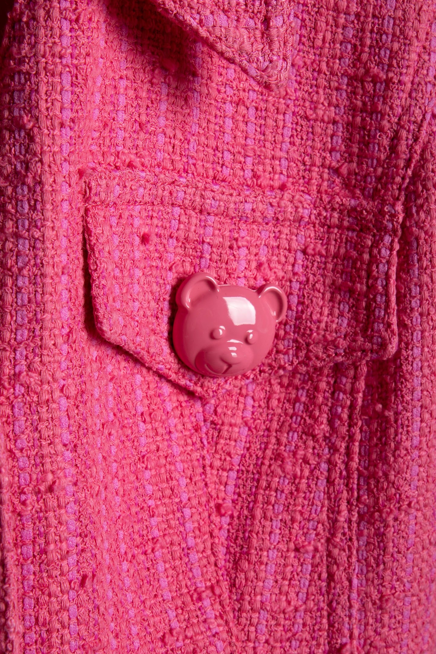TEDDY BUTTONS TWEED DRESS PINK 4