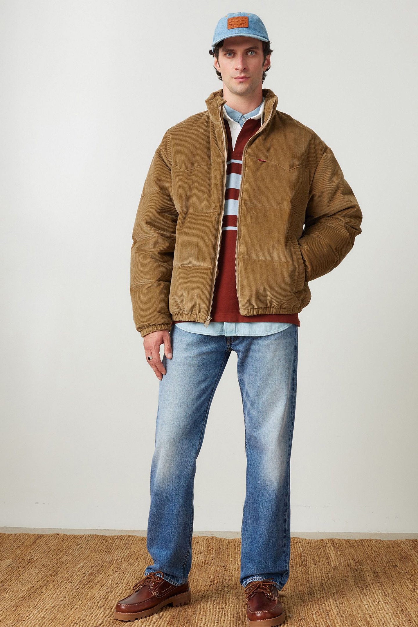 SUNSET PUFFER JACKET IN BROWN CORD 3