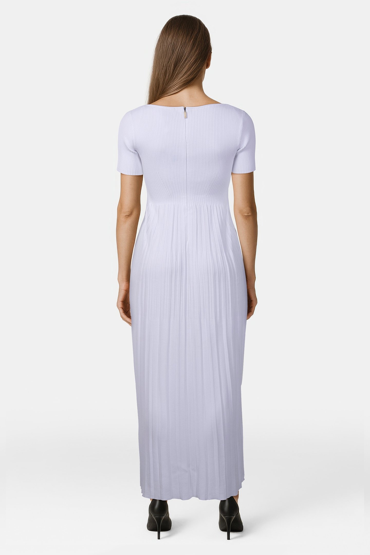 EMPIRE SCOOP NECK SHORT SLEEVE MAXI DRESS IN WHITE 2