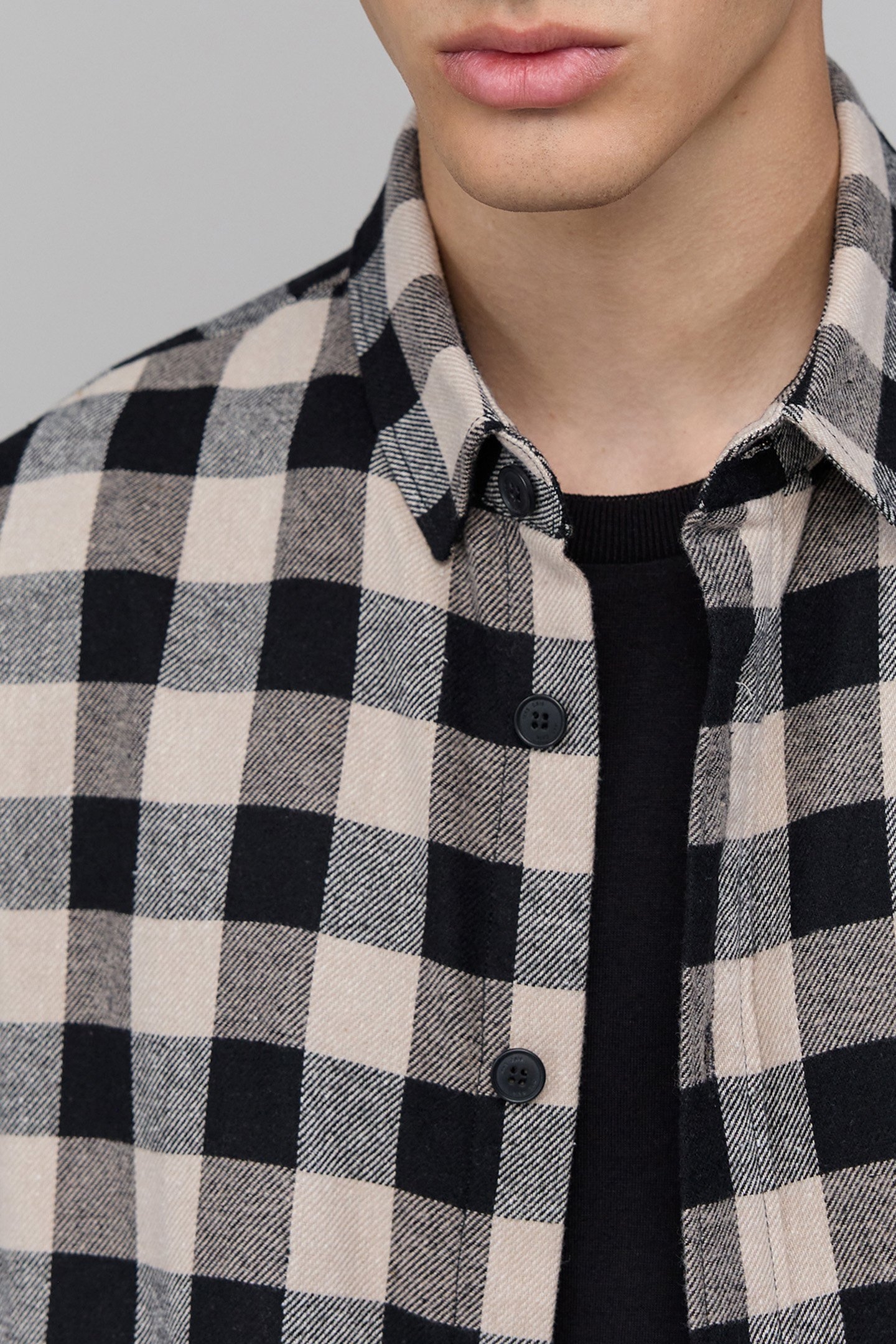 BLACK SHIRT LENZING™ ECOVERO™ CHECK HOMME 4