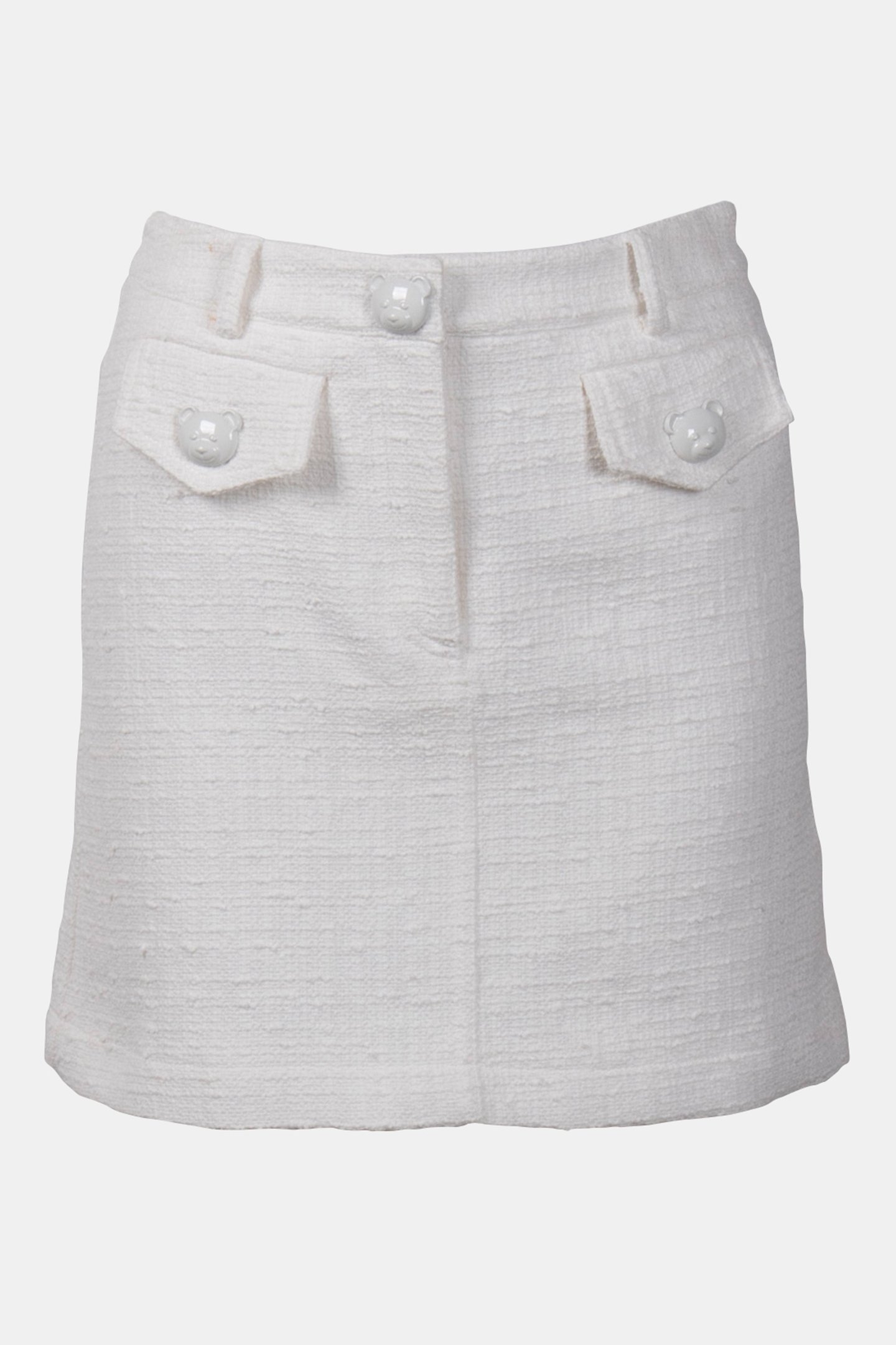 TEDDY BUTTONS TWEED MINI SKIRT WHITE 3