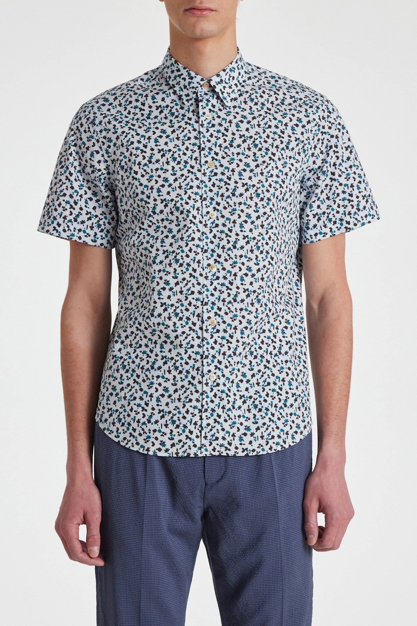 MENS S/S SLIM FIT SHIRT LIGHT BLUE 1