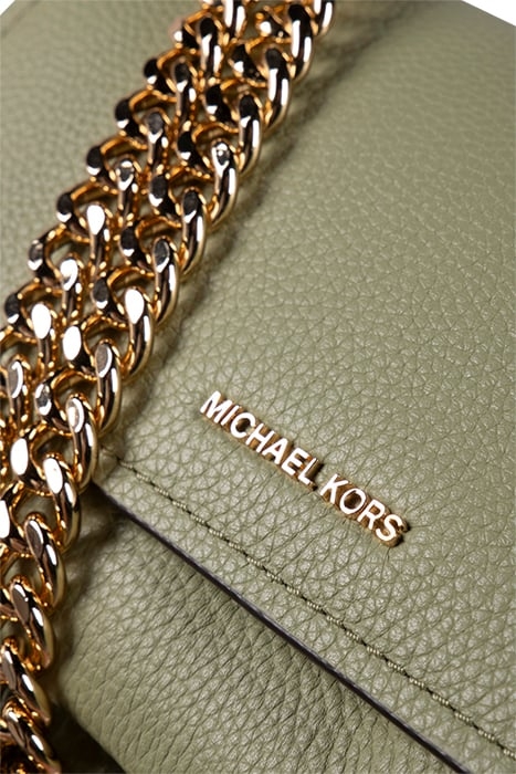 LARGE SHOULDER BAG WITH GOLD CHAIN IN LIGHT SAGE 4