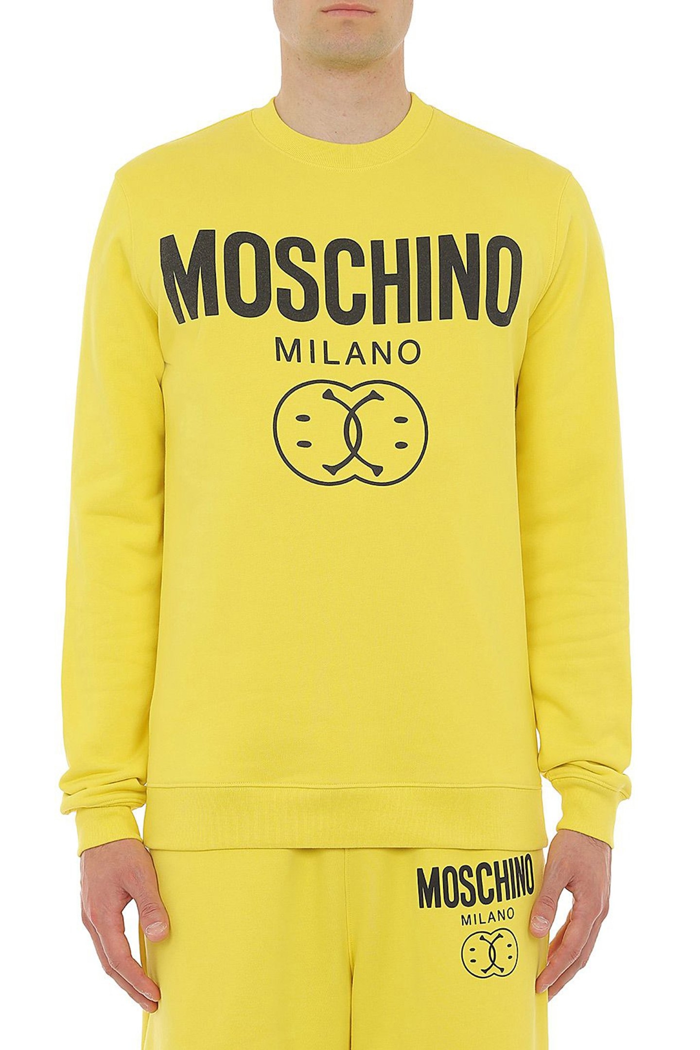 DOUBLE SMILEY® LOGO ORGANIC COTTON SWEATSHIRT YELLOW 1